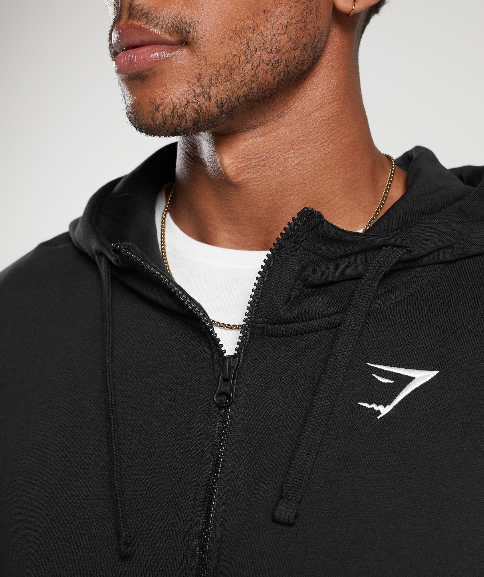 Crest Oversized Zip Up Hoodie - Black