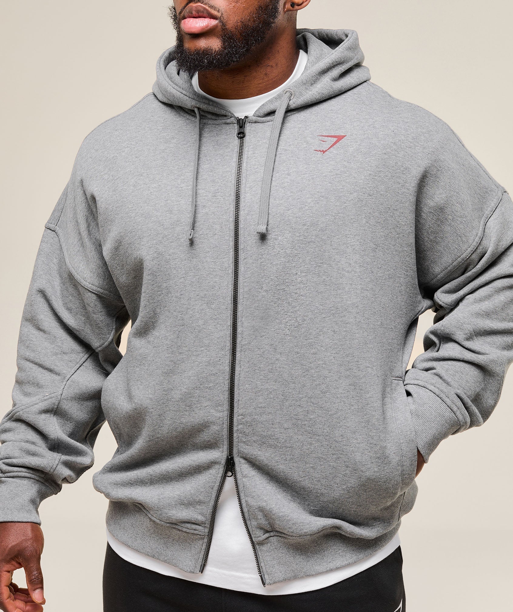Power Zip Up Hoodie - Charcoal Core Marl