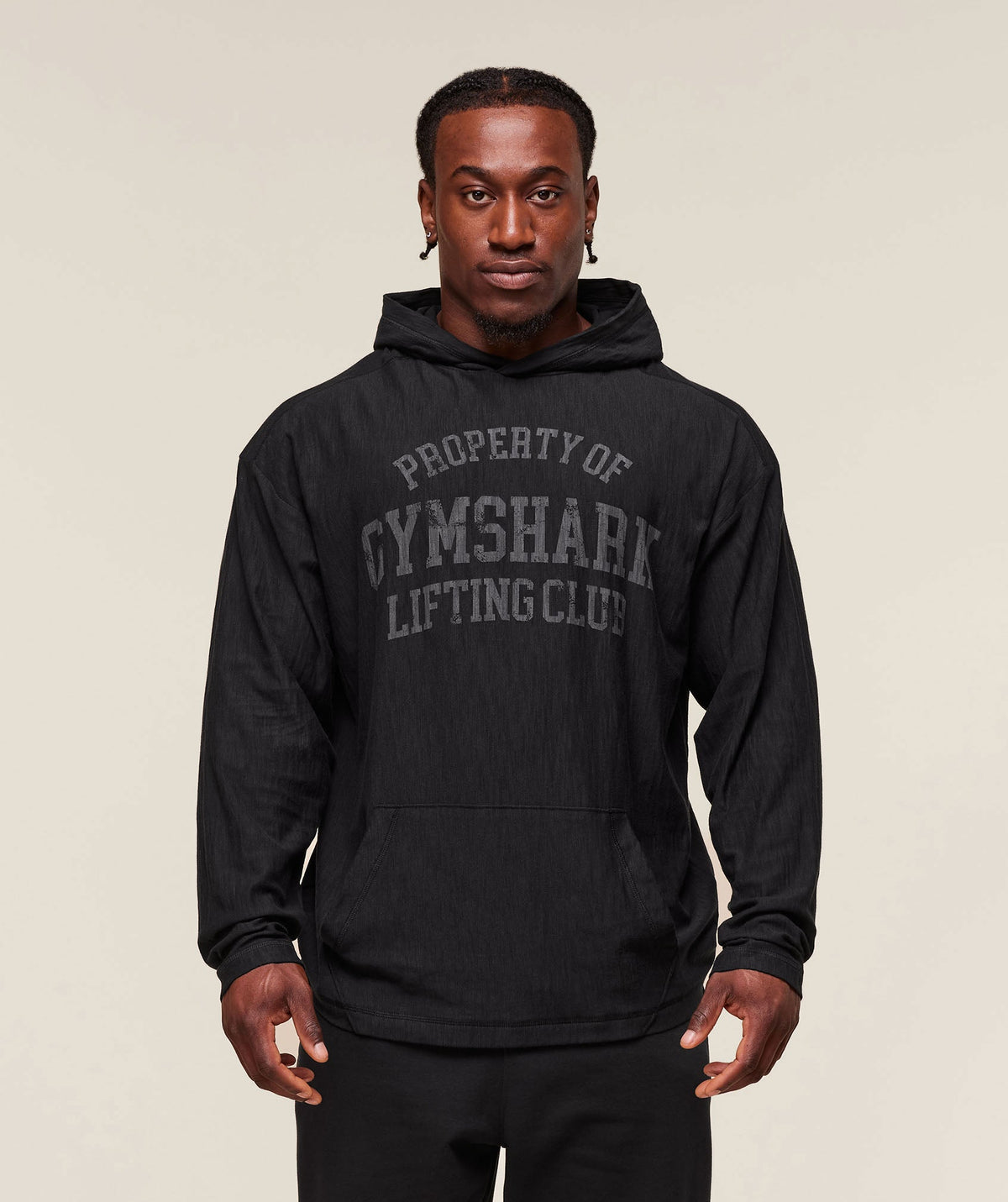 Lightweight Slub Textured Hoodie - Black