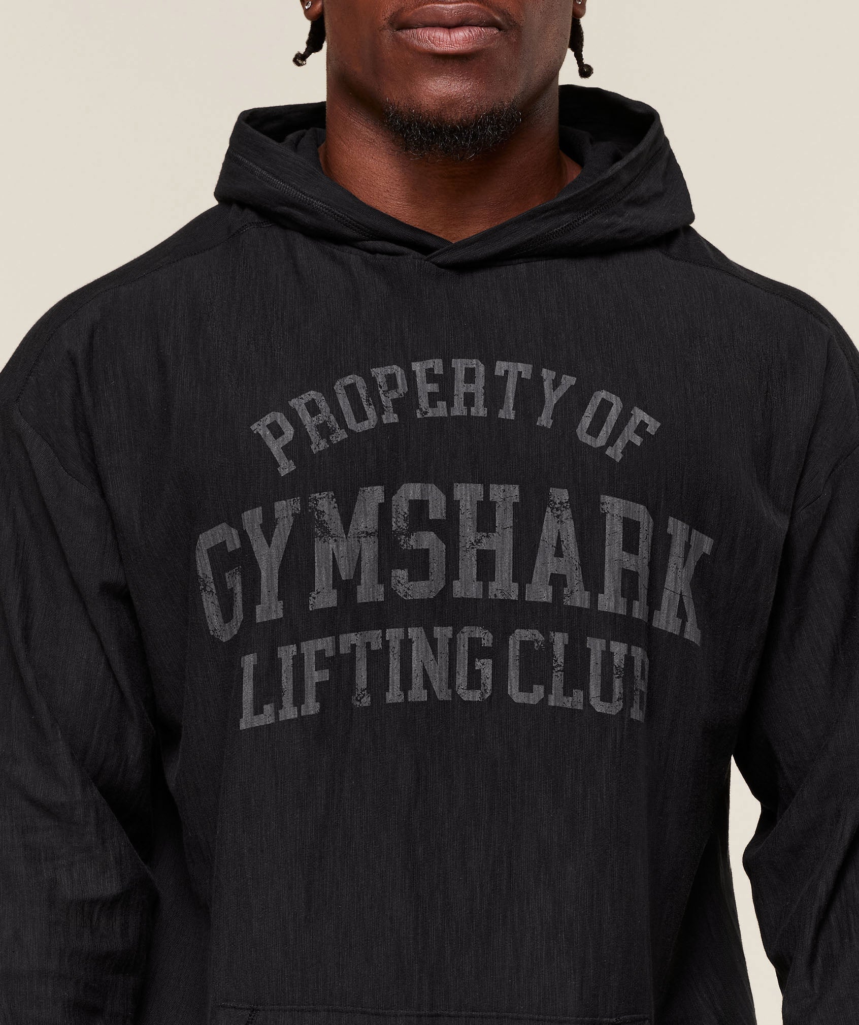 Lightweight Slub Textured Hoodie - Black