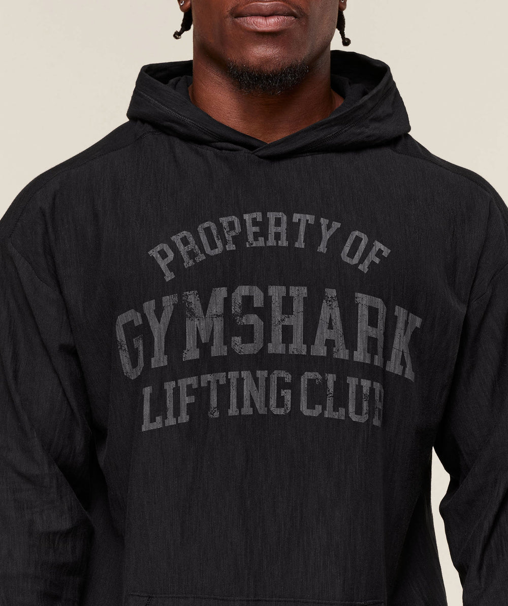 Lightweight Slub Textured Hoodie - Black