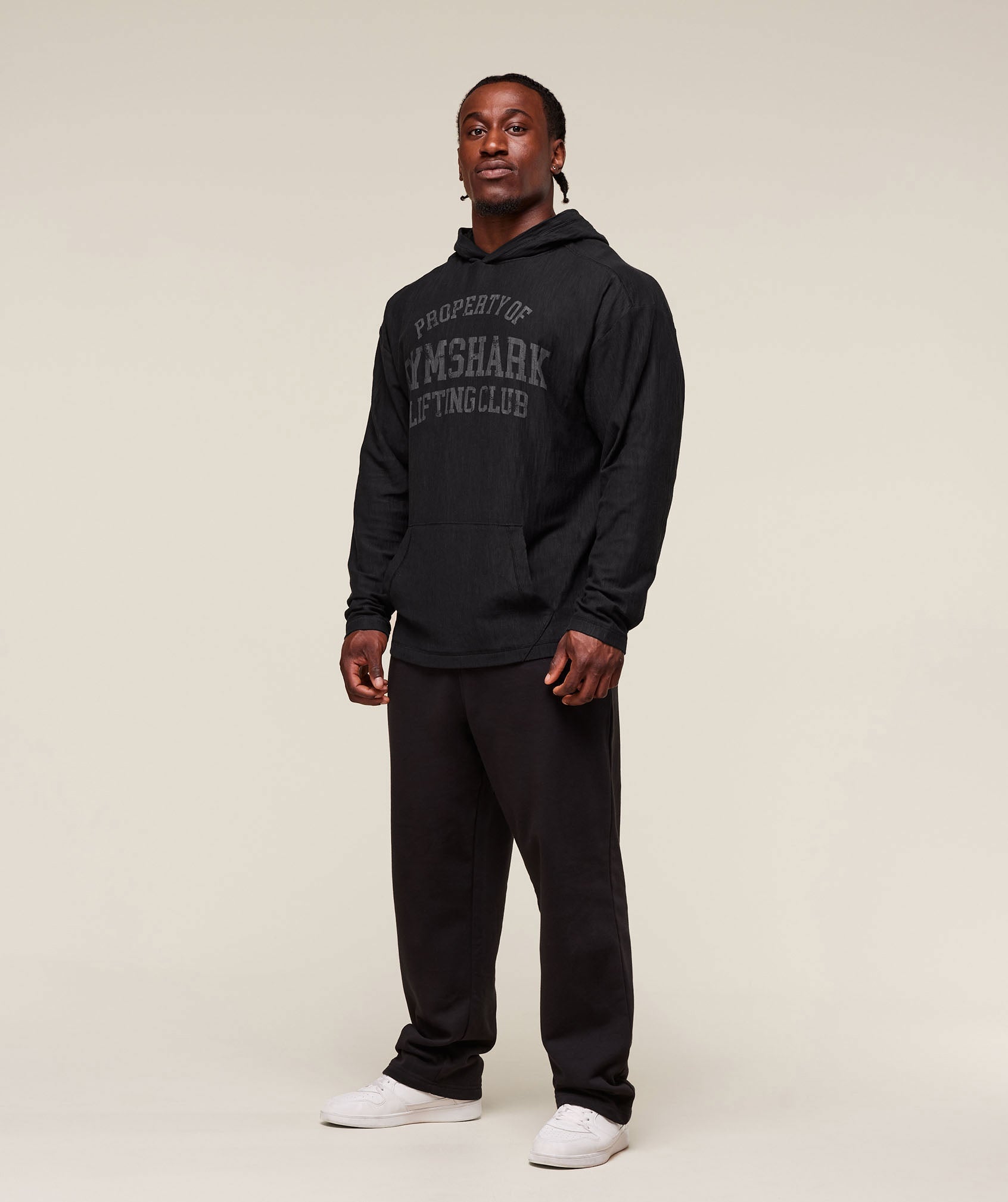 Lightweight Slub Textured Hoodie - Black