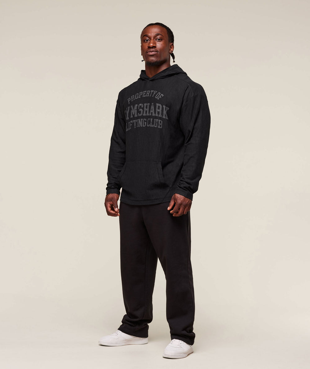Lightweight Slub Textured Hoodie - Black