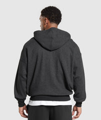 Waffle Zip Hoodie - Black
