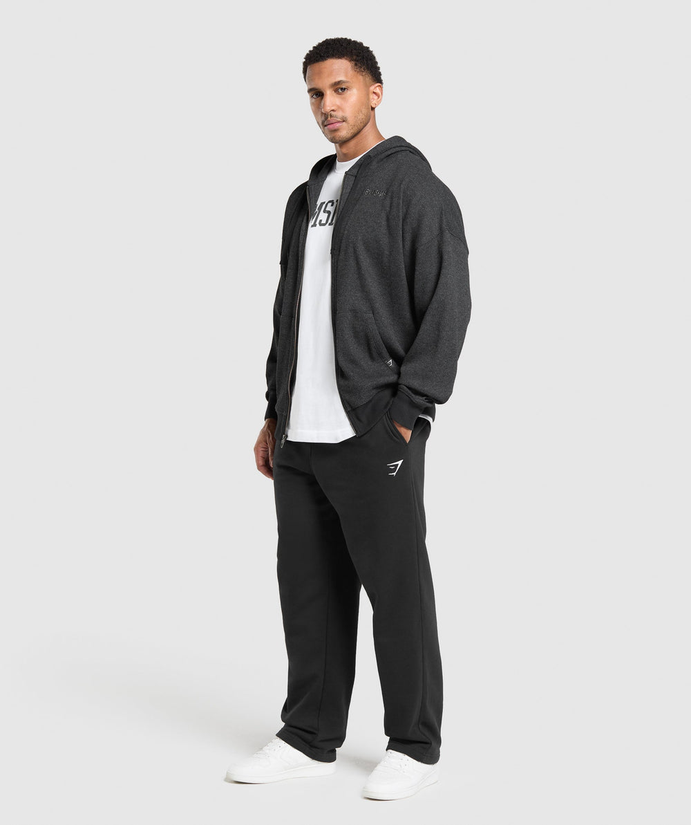 Waffle Zip Hoodie - Black