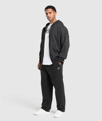 Waffle Zip Hoodie - Black