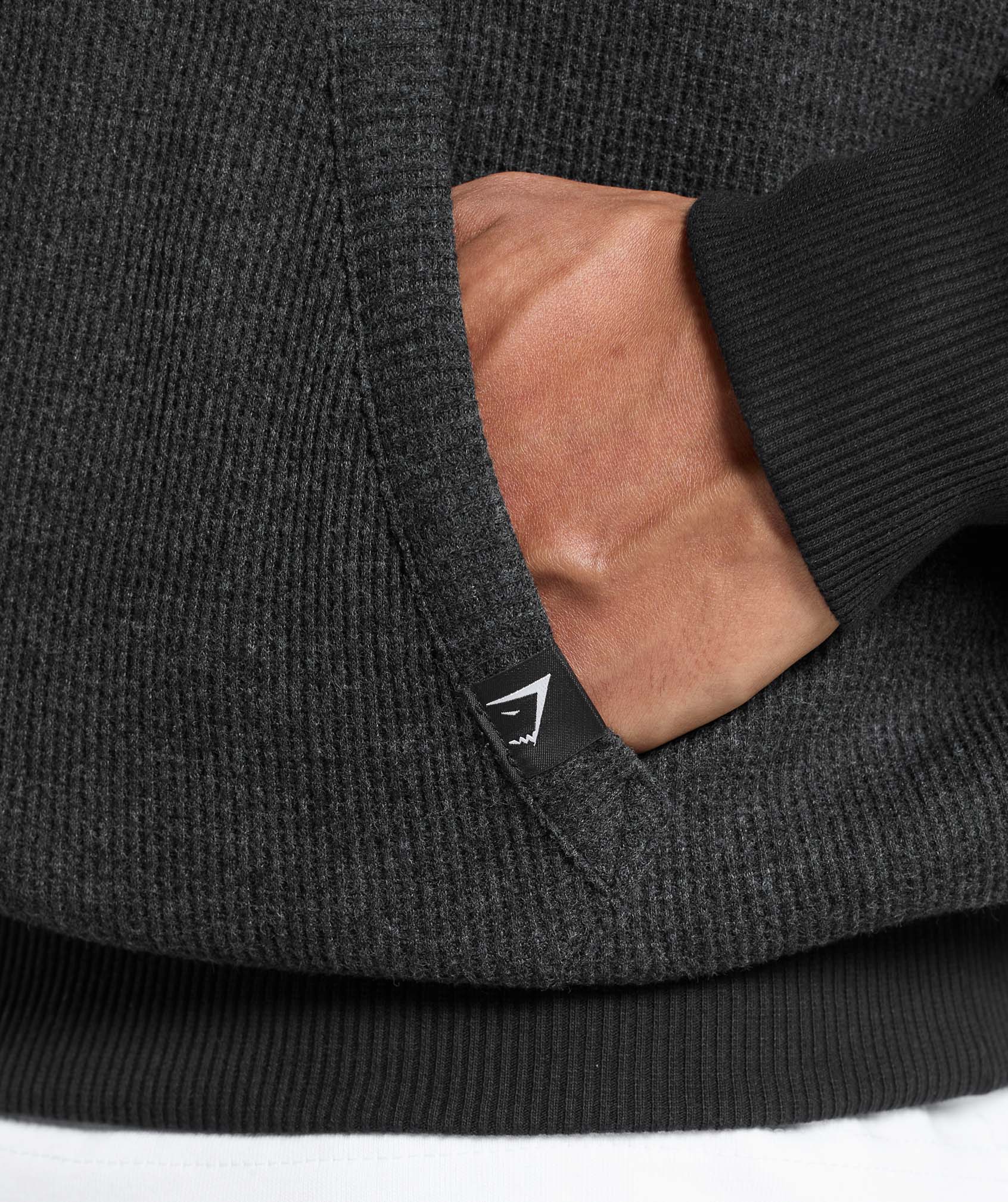 Waffle Zip Hoodie - Black