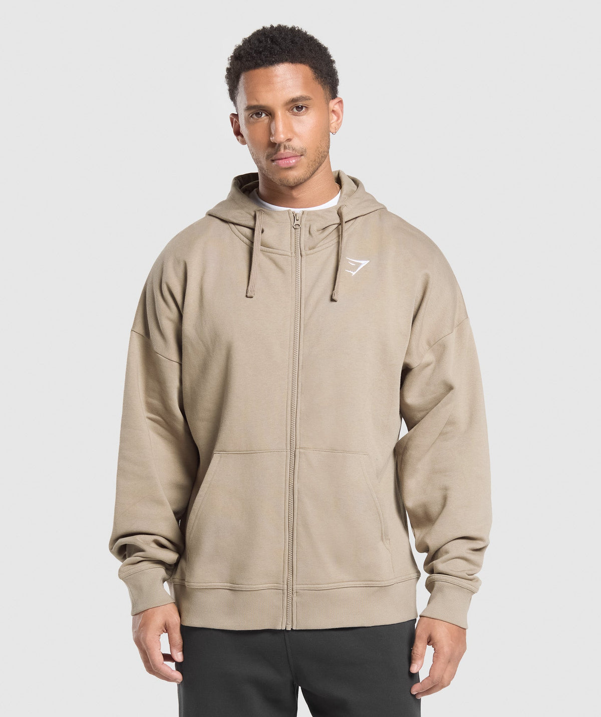 Crest Oversized Zip Up Hoodie - Lifestyle Brown