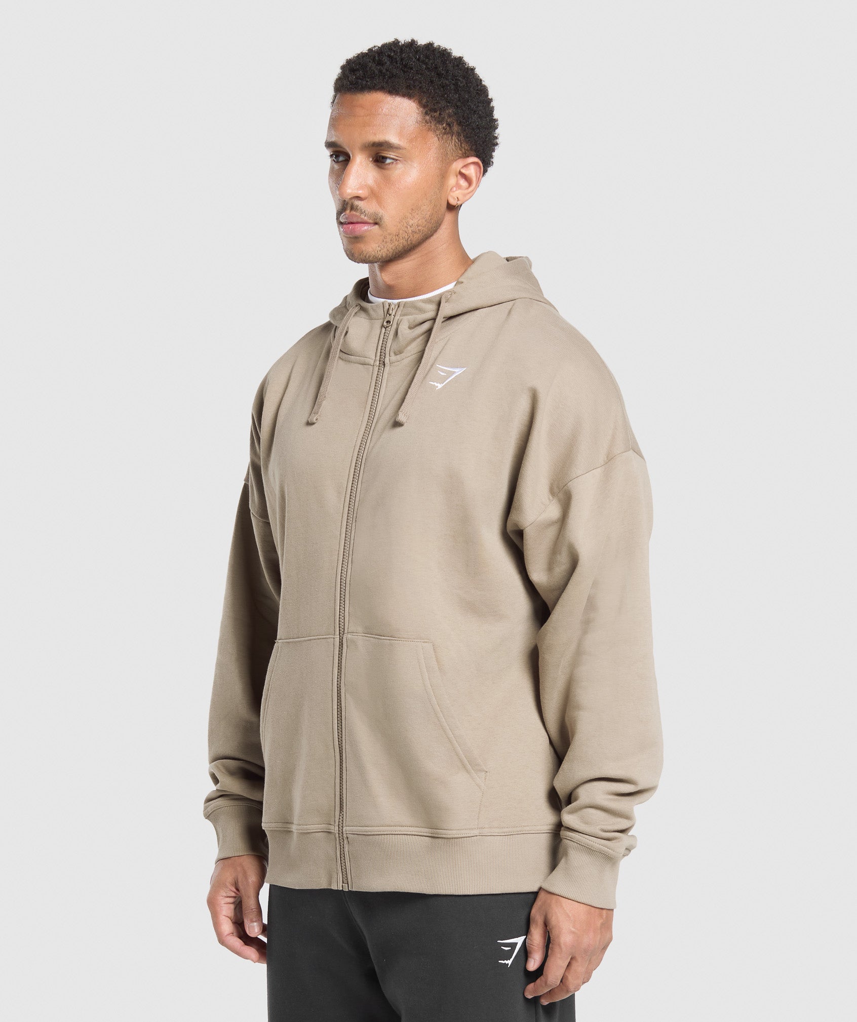 Crest Oversized Zip Up Hoodie - Lifestyle Brown