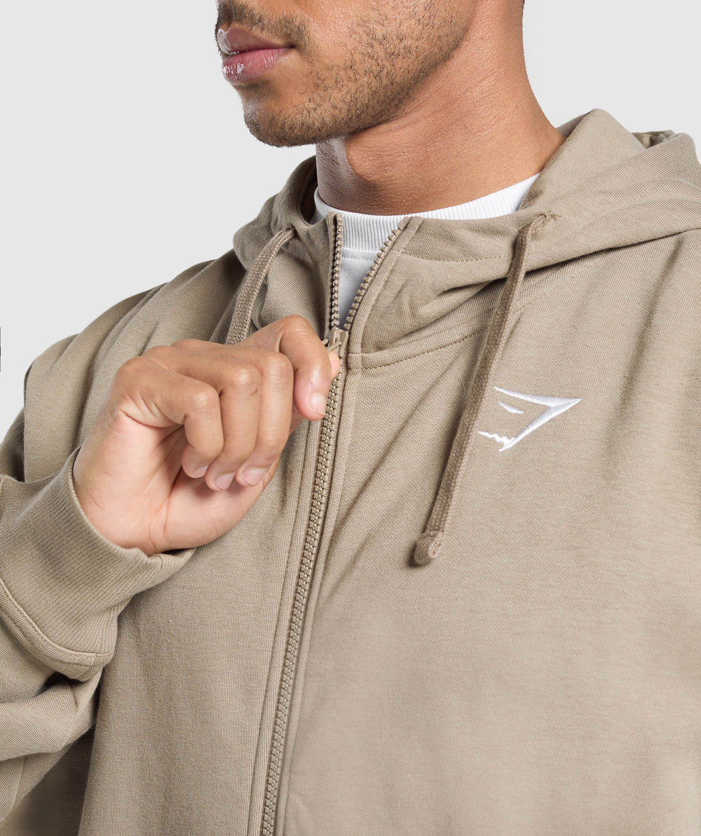 Crest Oversized Zip Up Hoodie - Lifestyle Brown