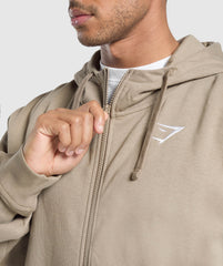 Crest Oversized Zip Up Hoodie - Lifestyle Brown