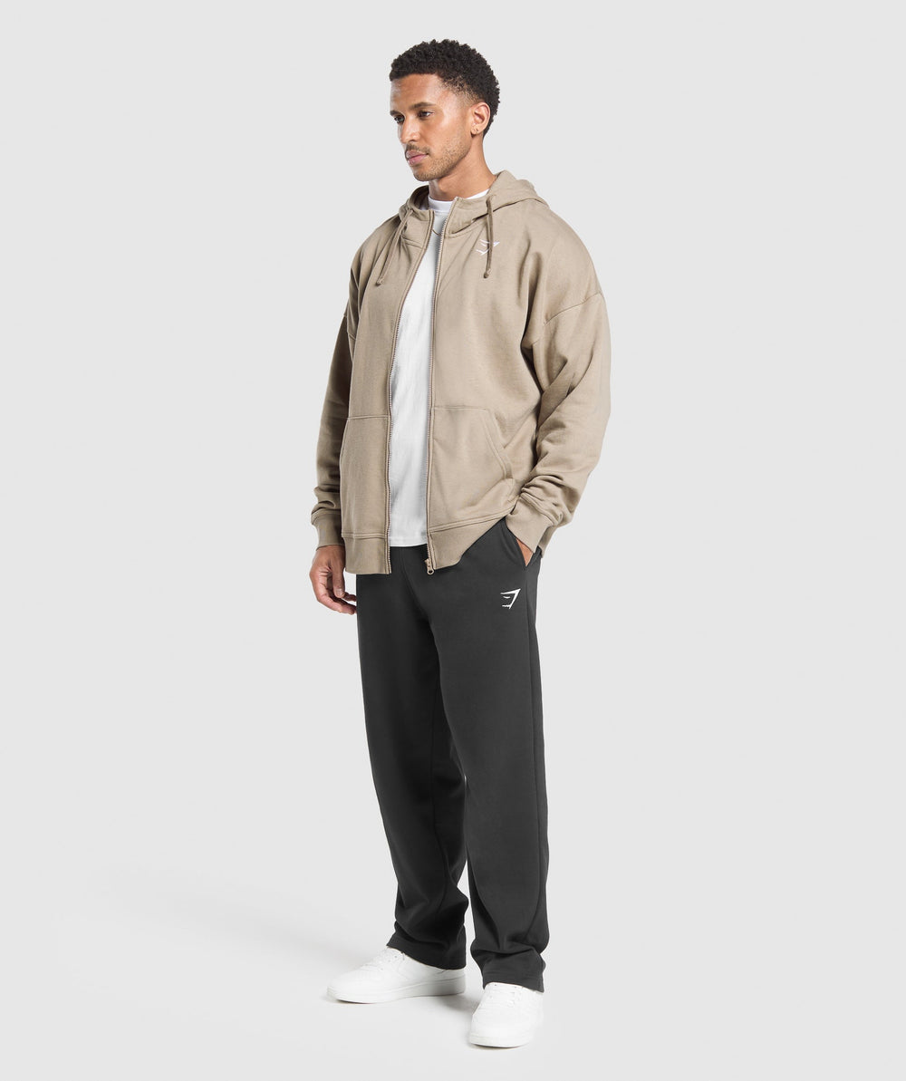 Crest Oversized Zip Up Hoodie - Lifestyle Brown