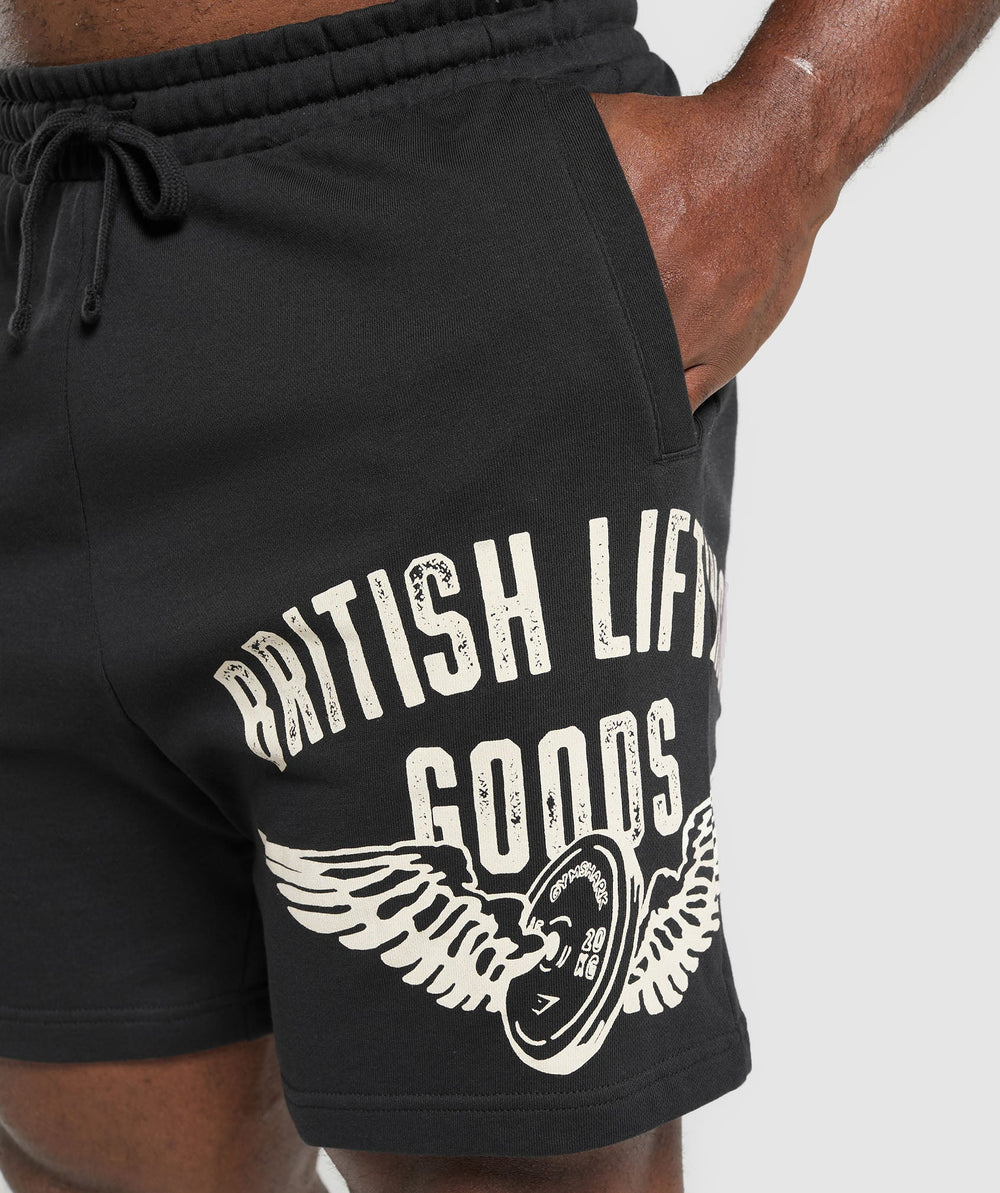 British Lifting Goods Graphic Shorts - Black