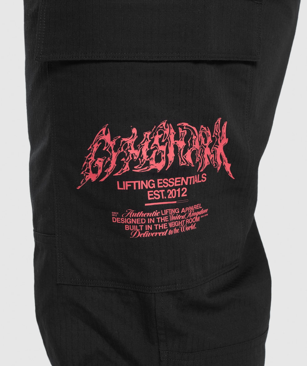 Metal Lifting Cargo Pants - Black