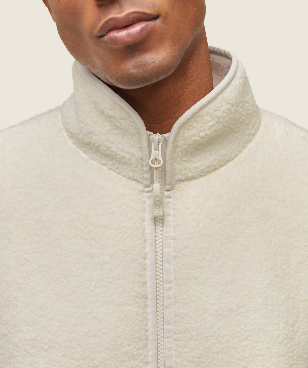 everywear Half Zip Sherpa Jacket - Oat White