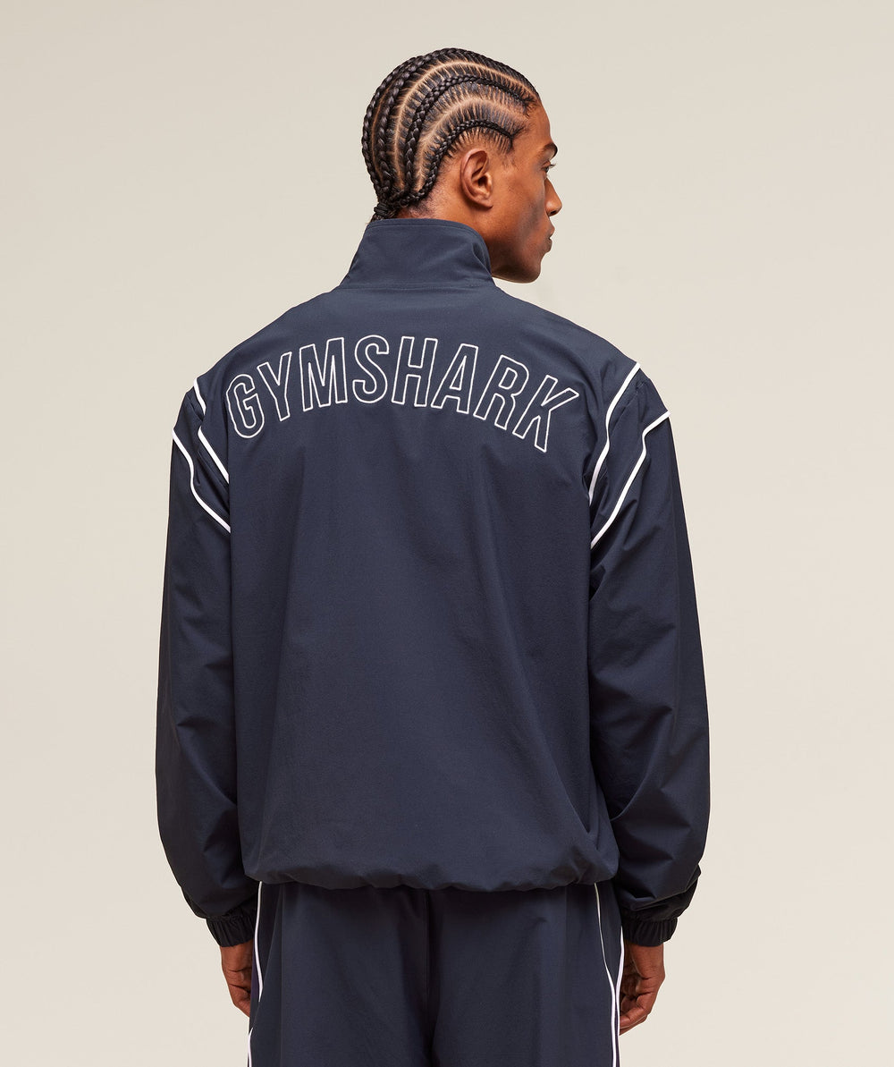 Retro Crinkle Track Jacket - Heavy Blue