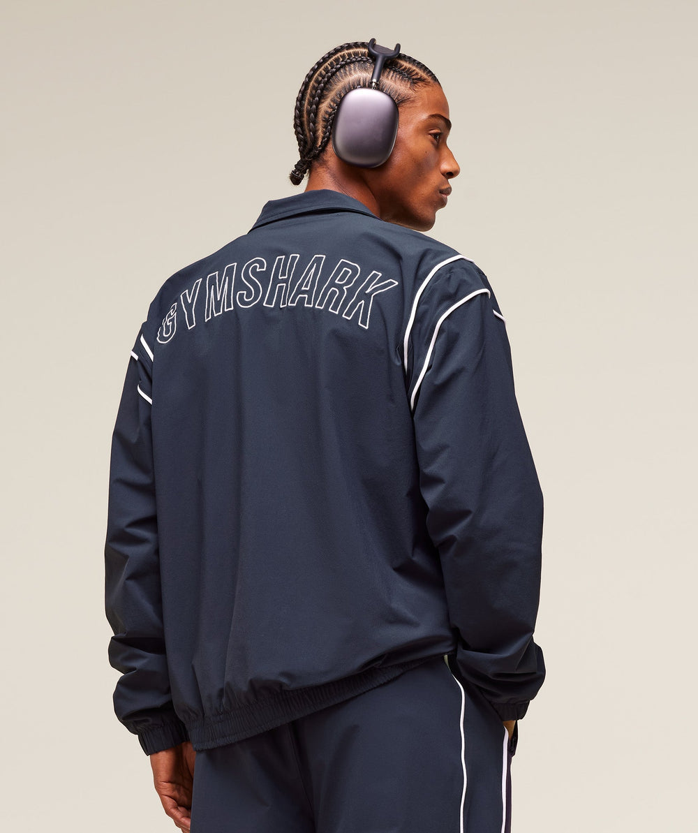 Retro Crinkle Track Jacket - Heavy Blue