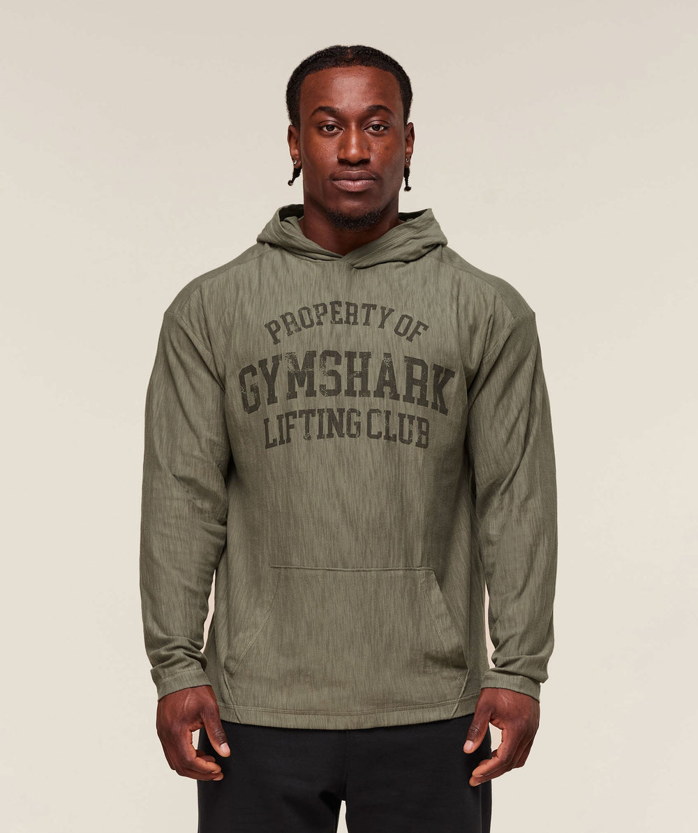 Lightweight Slub Textured Hoodie - Utility Green