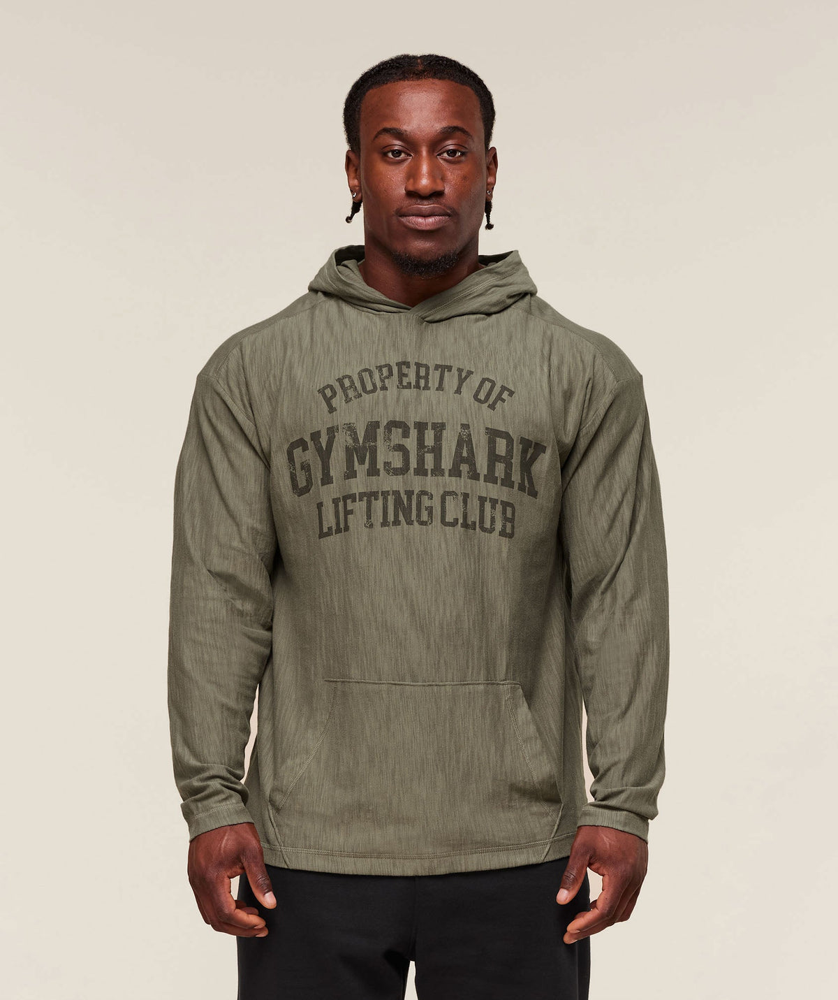 Lightweight Slub Textured Hoodie - Utility Green