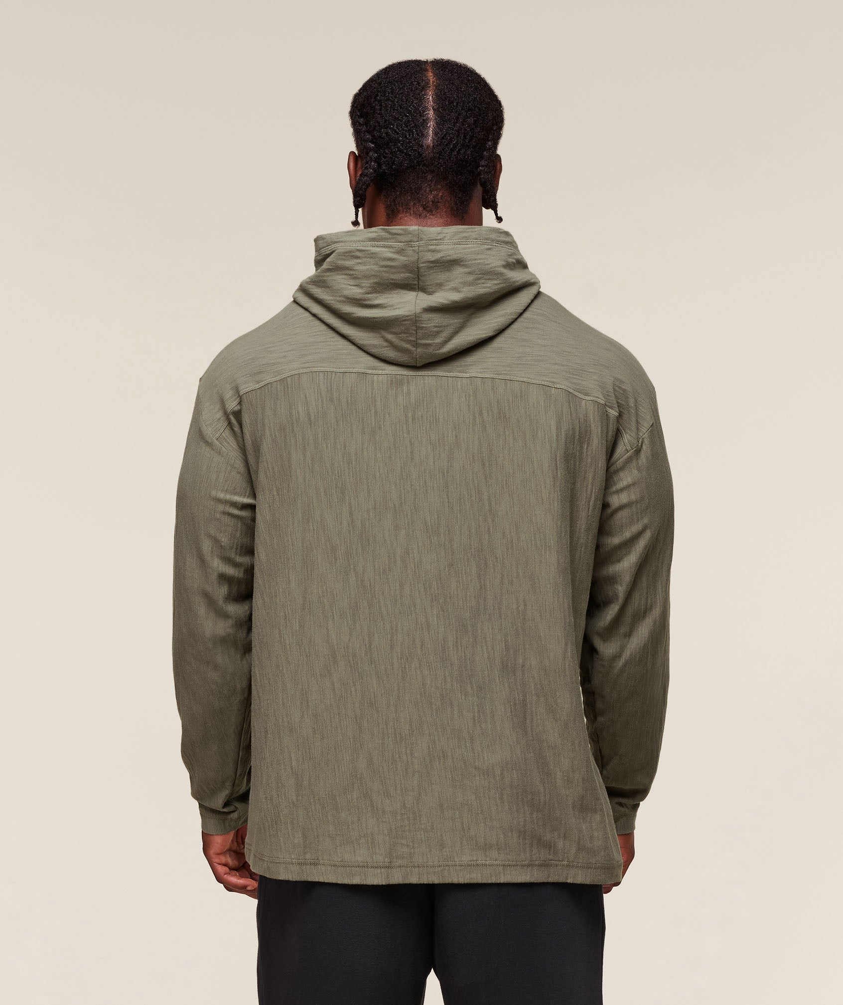 Lightweight Slub Textured Hoodie - Utility Green