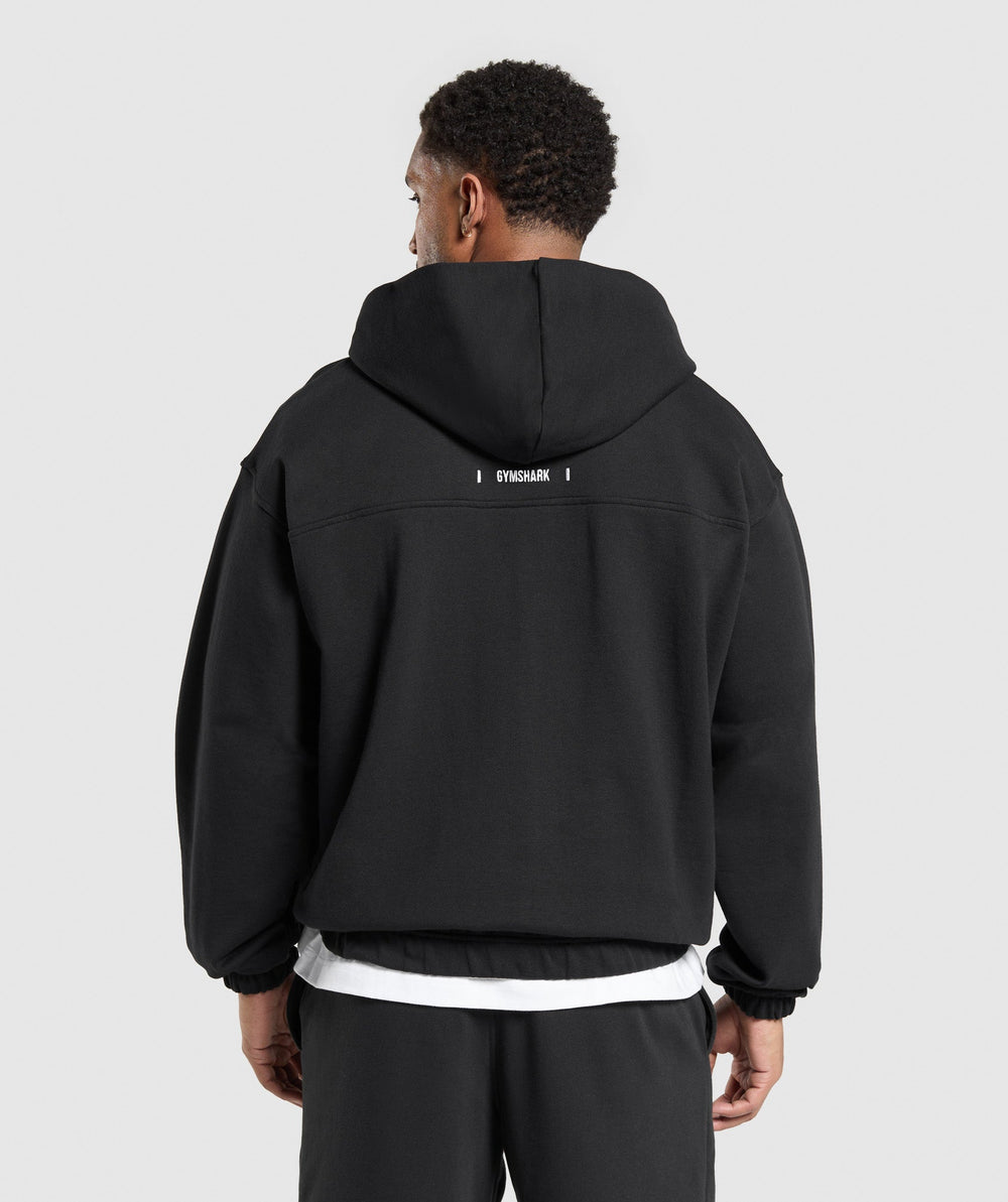 Rest Day Essentials Boxy Zip Up Hoodie - Black
