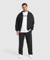 Rest Day Essentials Boxy Zip Up Hoodie - Black