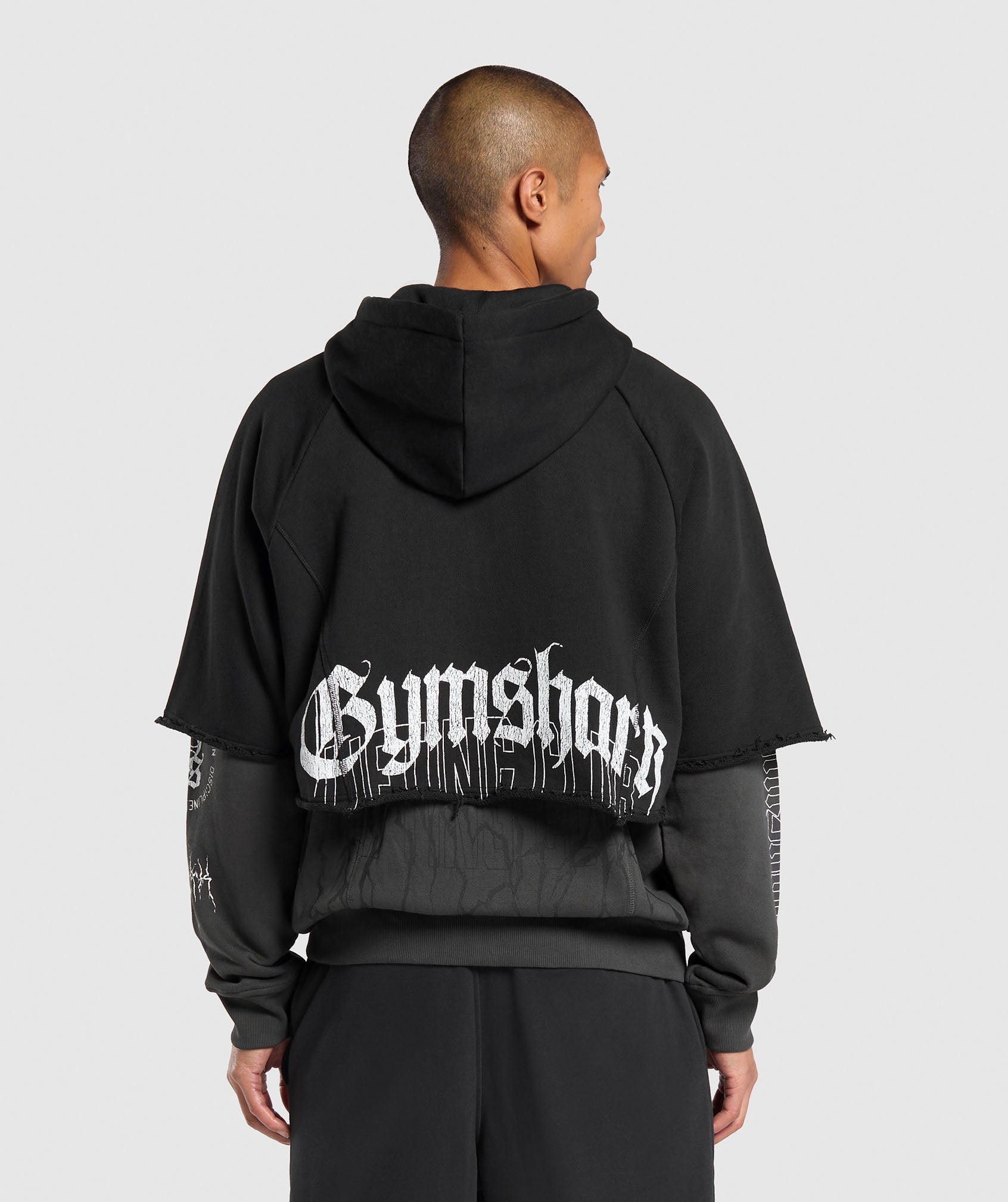 Layered Zip Up Hoodie - Black/Asphalt Grey