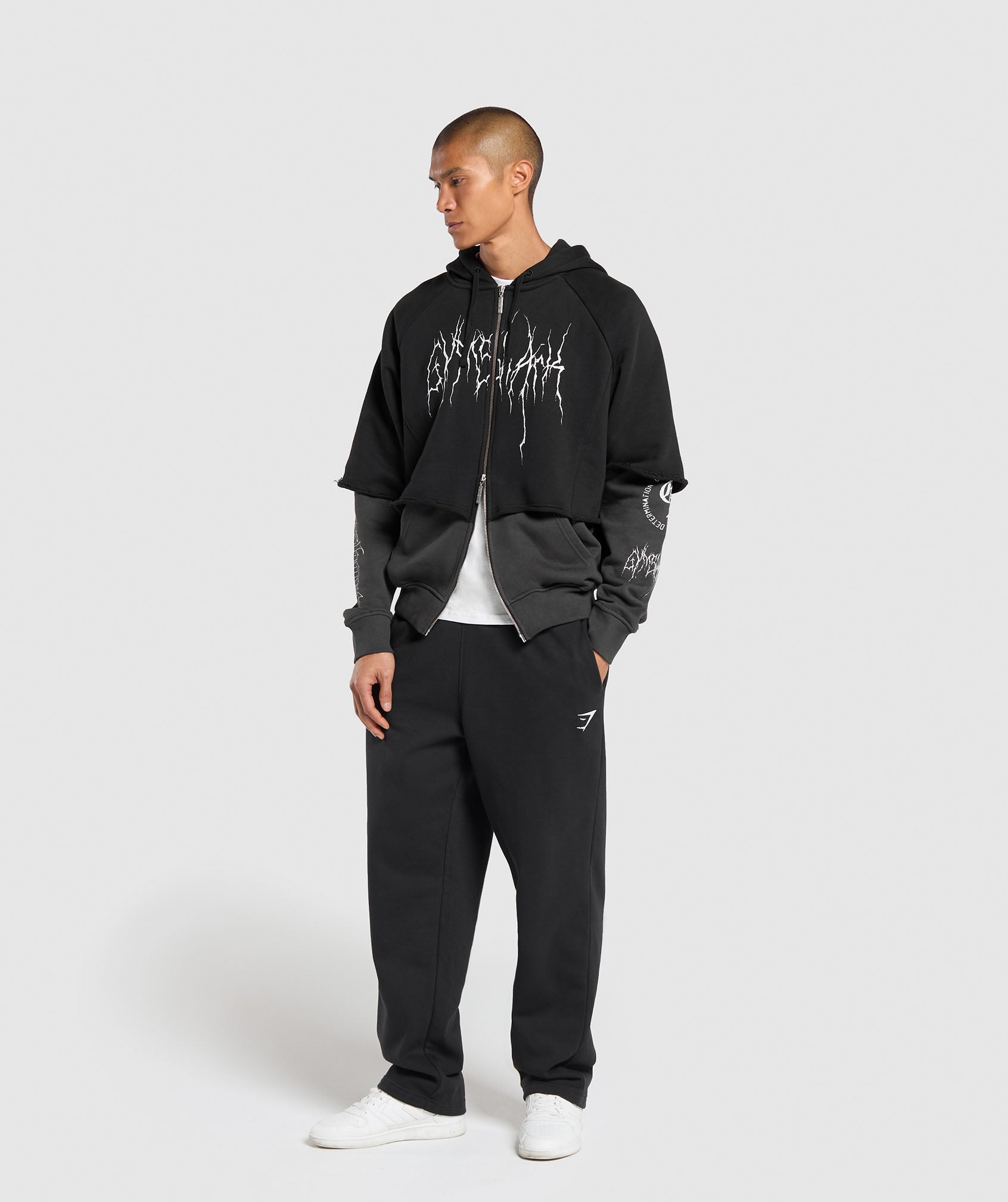 Layered Zip Up Hoodie - Black/Asphalt Grey