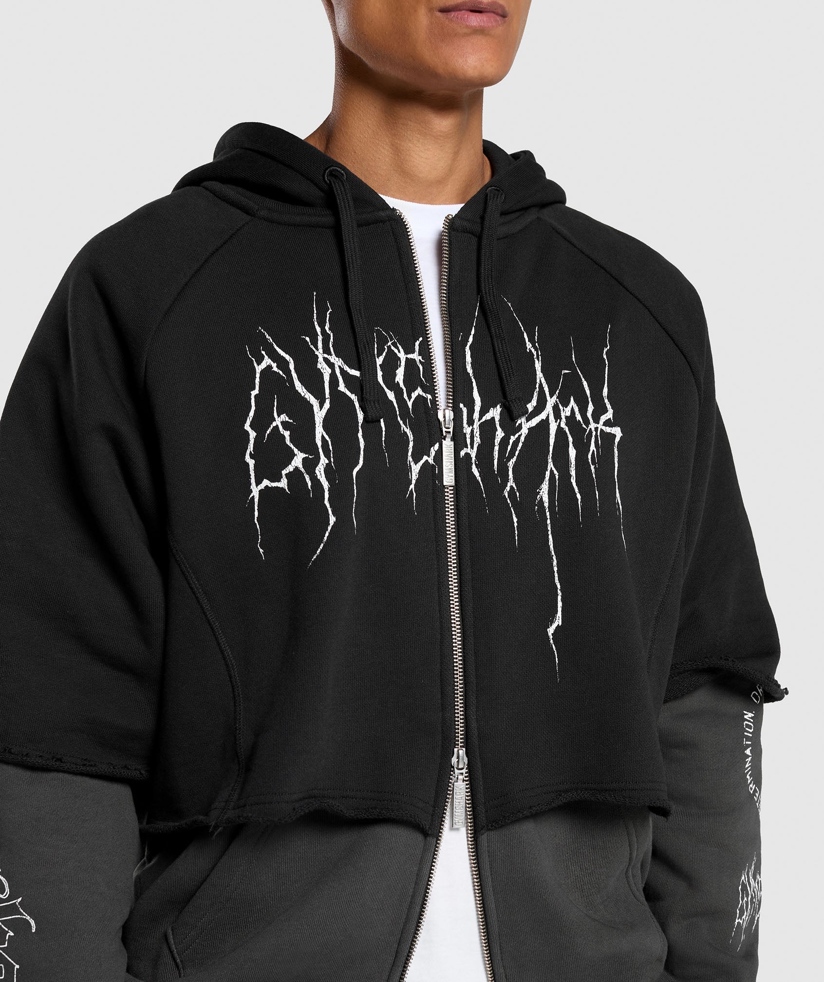 Layered Zip Up Hoodie - Black/Asphalt Grey
