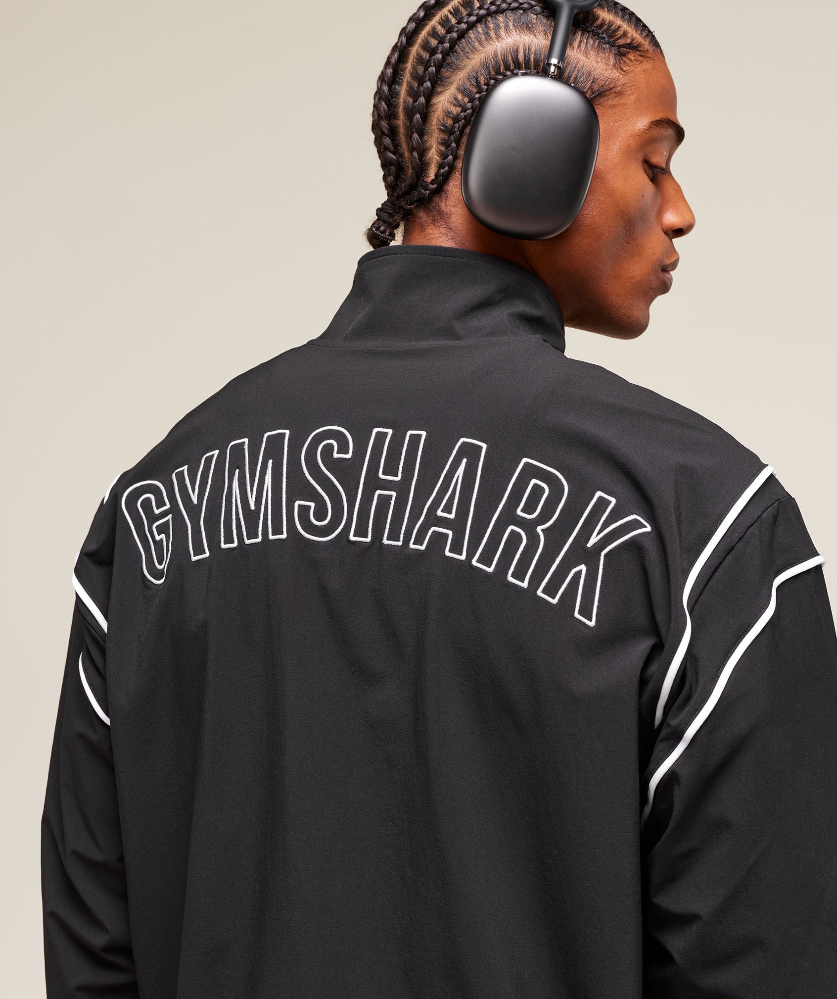 Retro Crinkle Track Jacket - Black