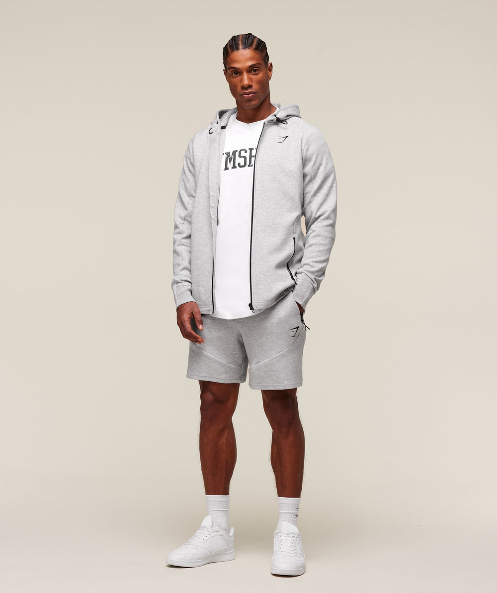 Interlock Tech Zip Up Hoodie - Light Grey Core Marl