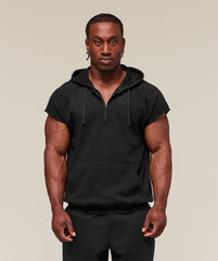 Legacy 1/4 Zip Cap Sleeve Hoodie - Black