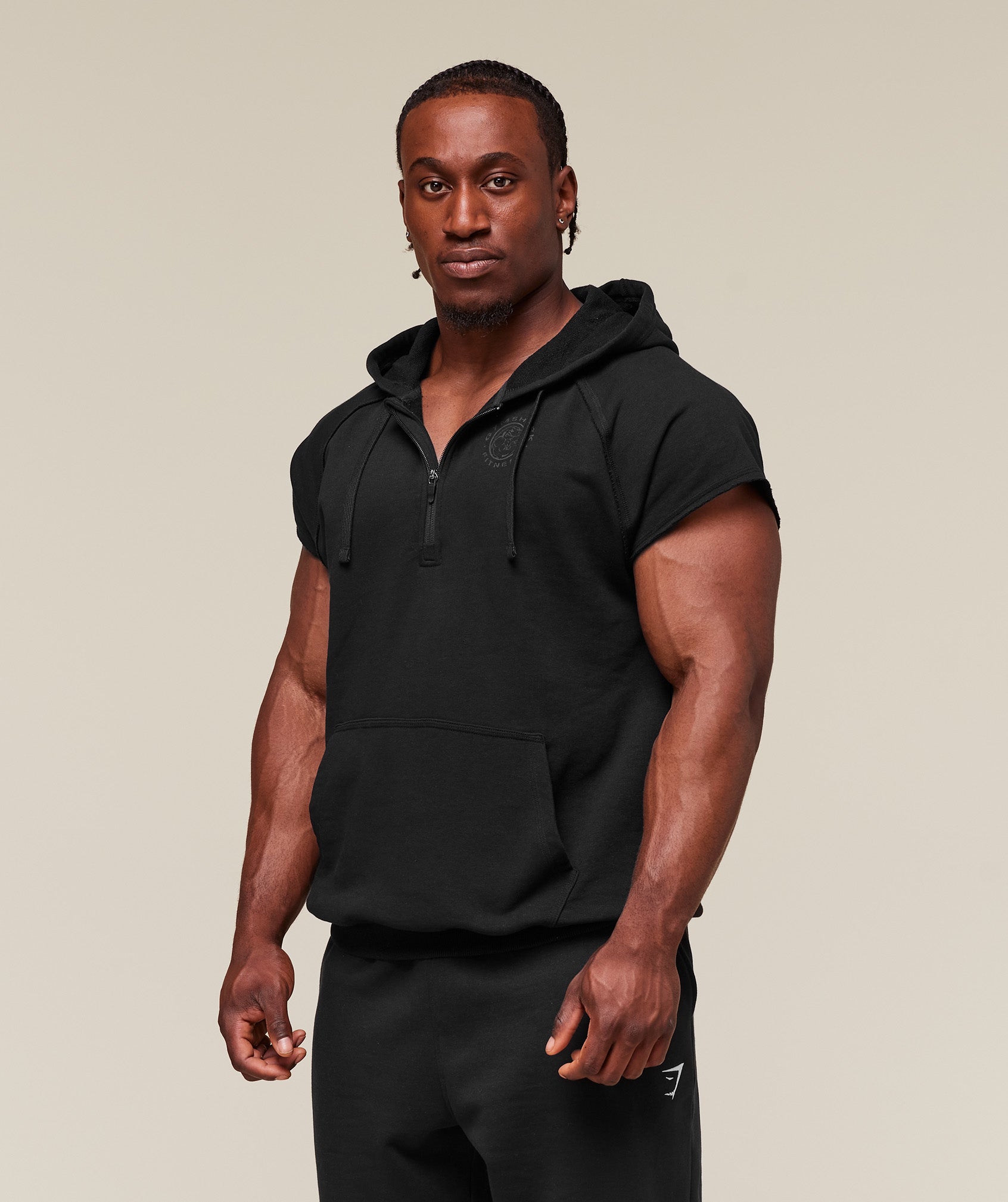 Legacy 1/4 Zip Cap Sleeve Hoodie - Black