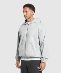 Rest Day Essentials Zip Hoodie - Light Grey Core Marl