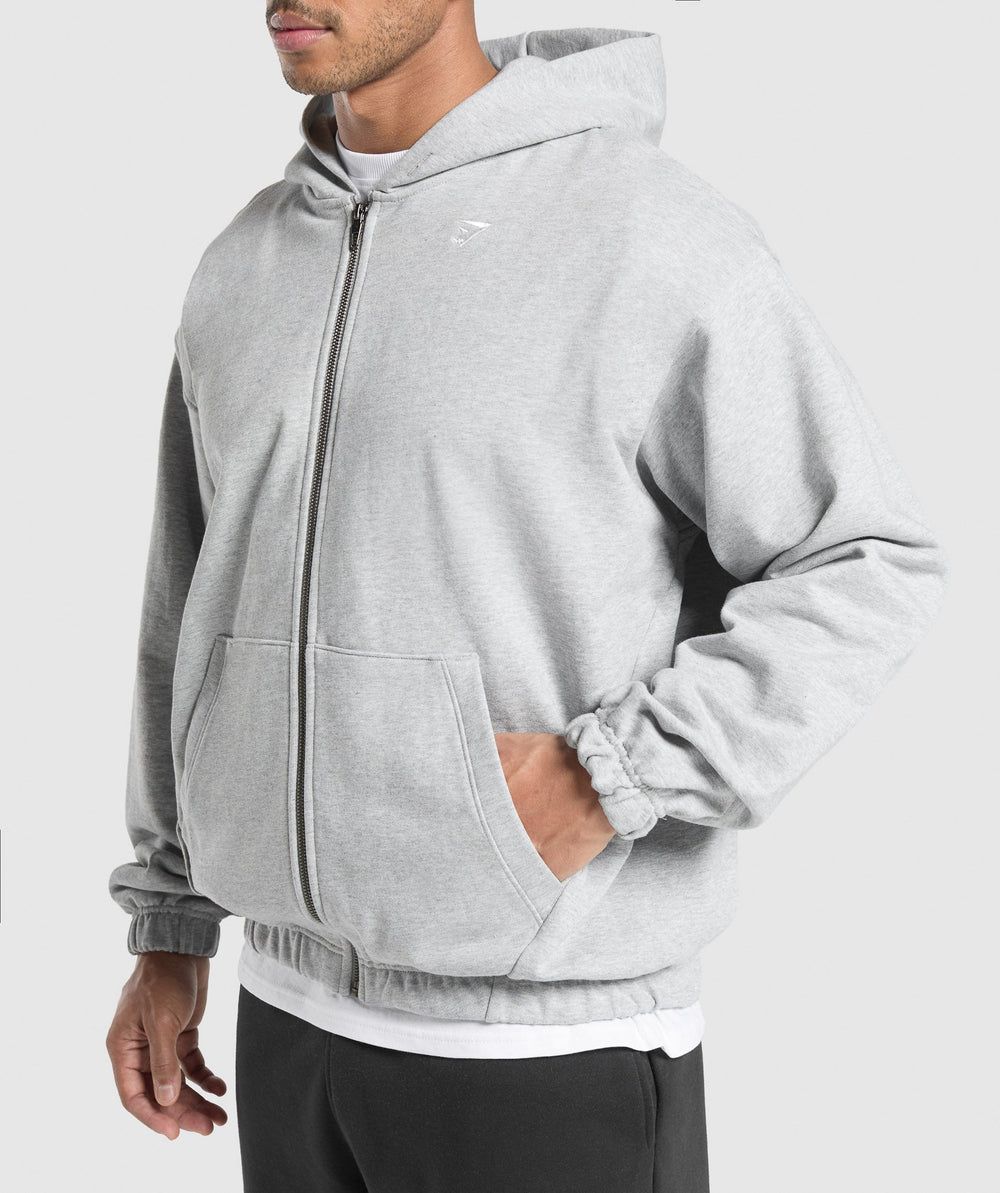 Rest Day Essentials Zip Hoodie - Light Grey Core Marl