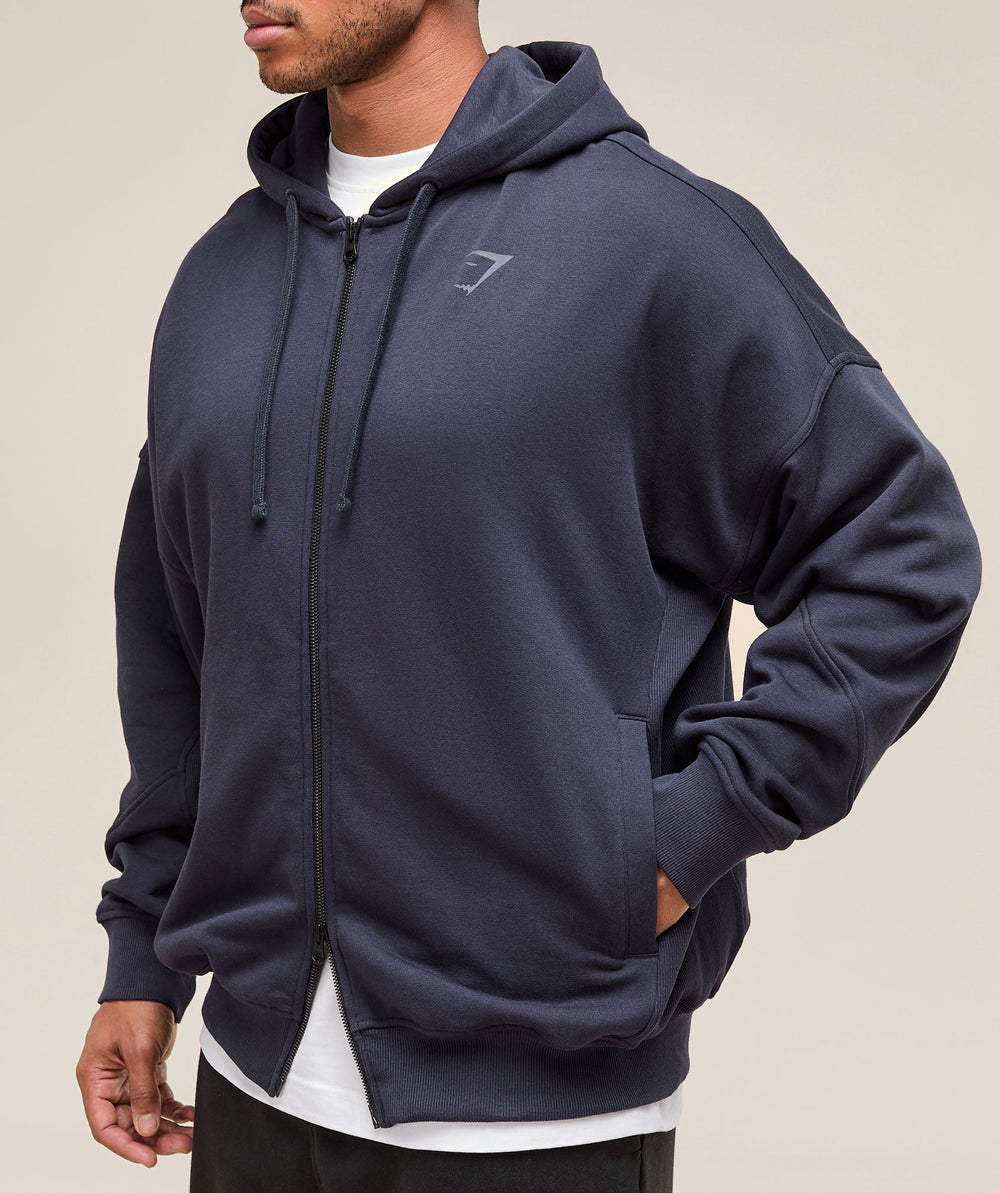 Power Zip Up Hoodie - Heavy Blue