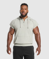 Legacy 1/4 Zip Cap Sleeve Hoodie - Stone Grey