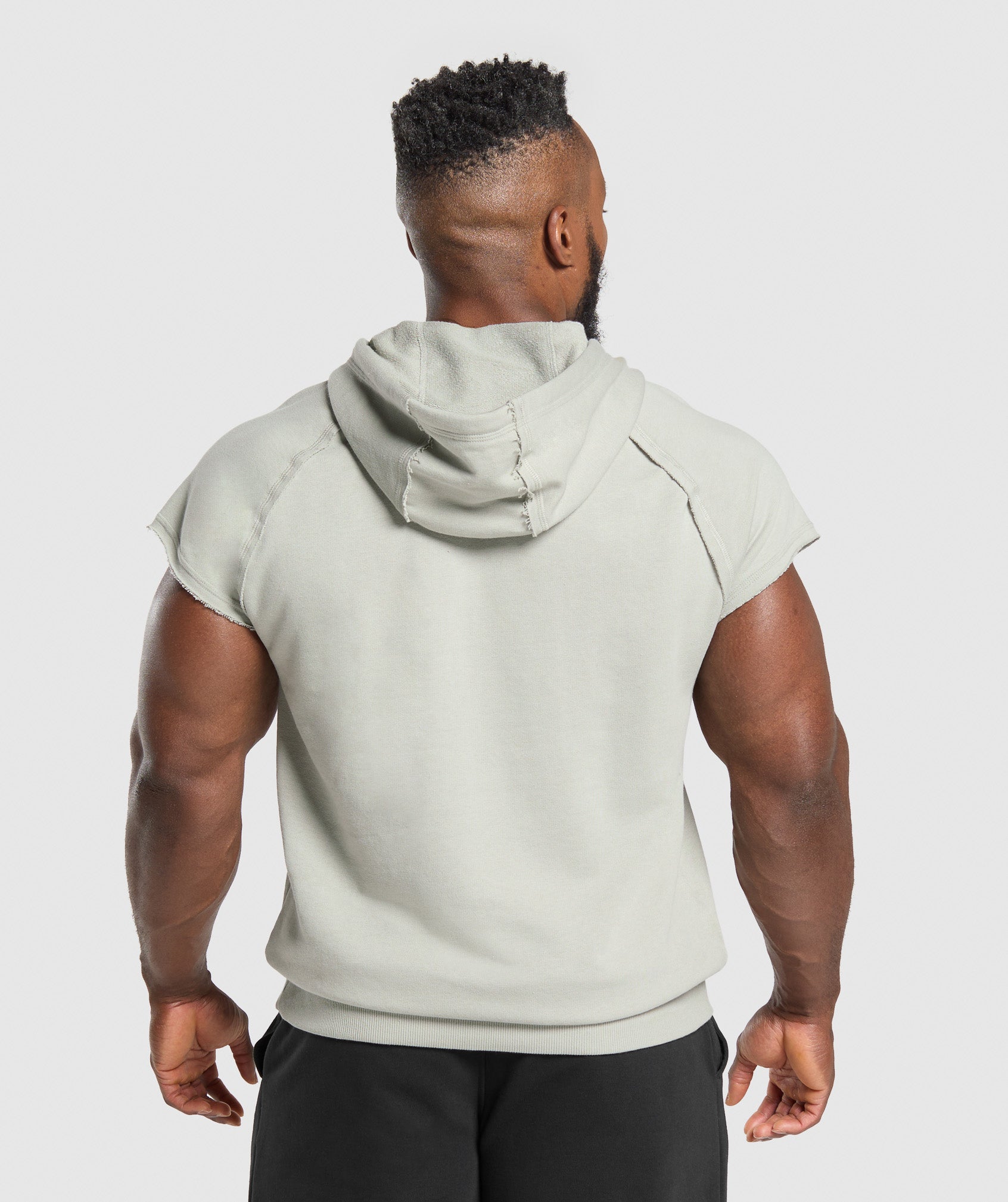 Legacy 1/4 Zip Cap Sleeve Hoodie - Stone Grey