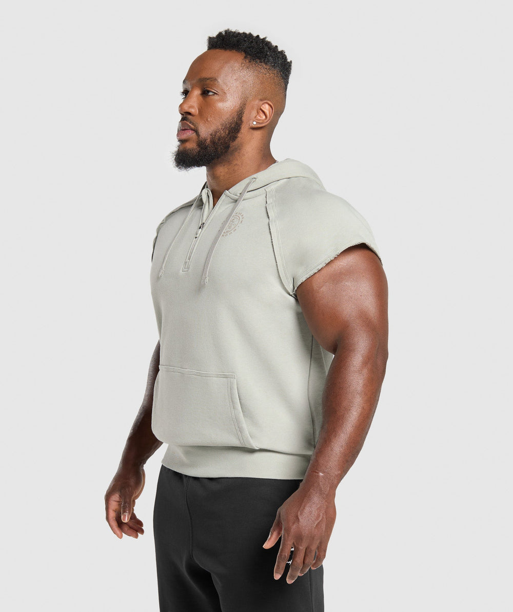 Legacy 1/4 Zip Cap Sleeve Hoodie - Stone Grey