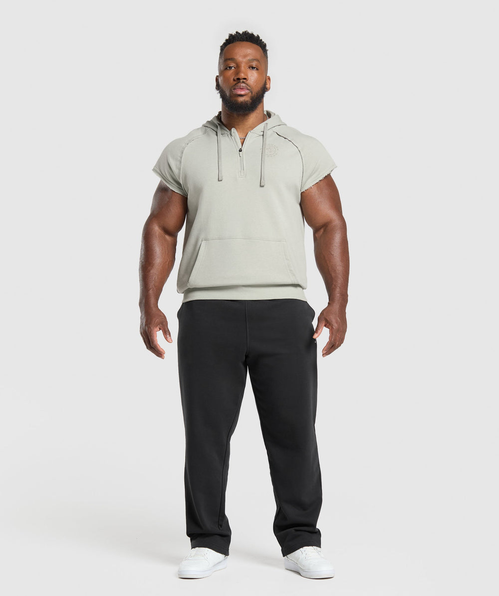 Legacy 1/4 Zip Cap Sleeve Hoodie - Stone Grey