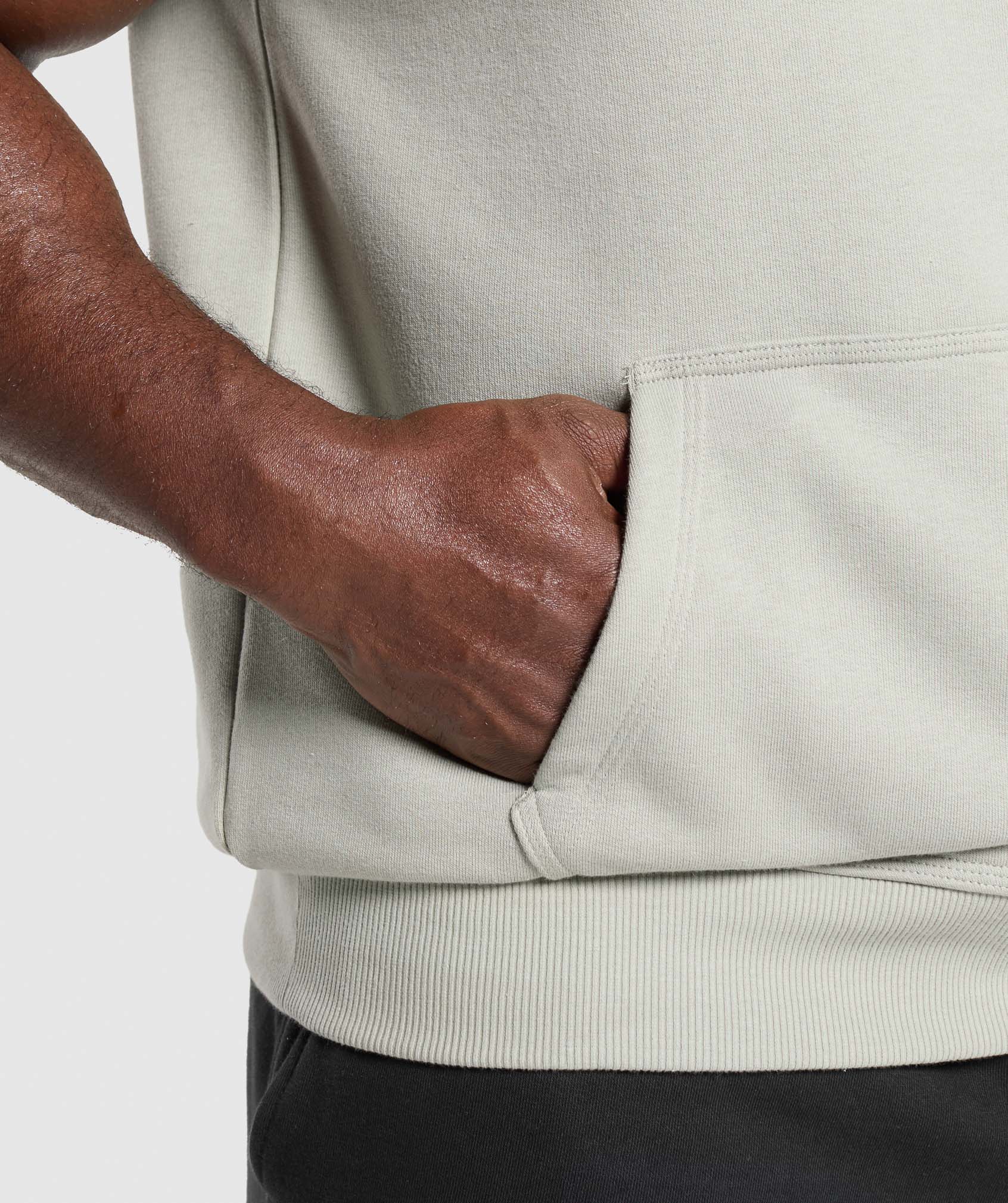 Legacy 1/4 Zip Cap Sleeve Hoodie - Stone Grey
