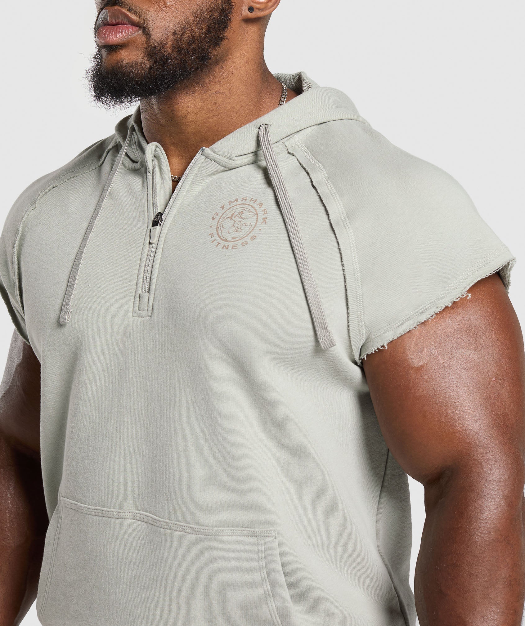 Legacy 1/4 Zip Cap Sleeve Hoodie - Stone Grey