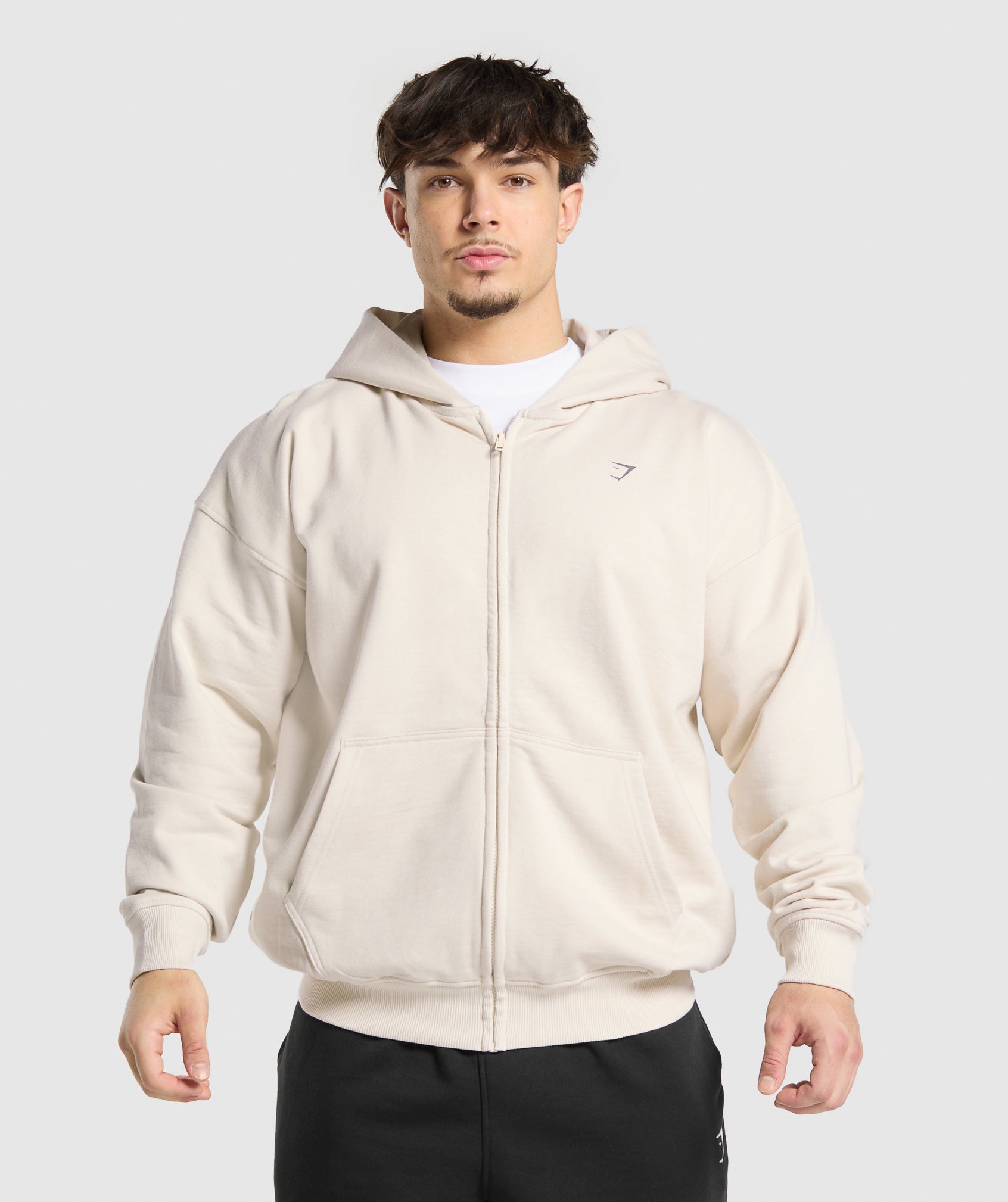 Atlas Zip Up Hoodie - Oat White