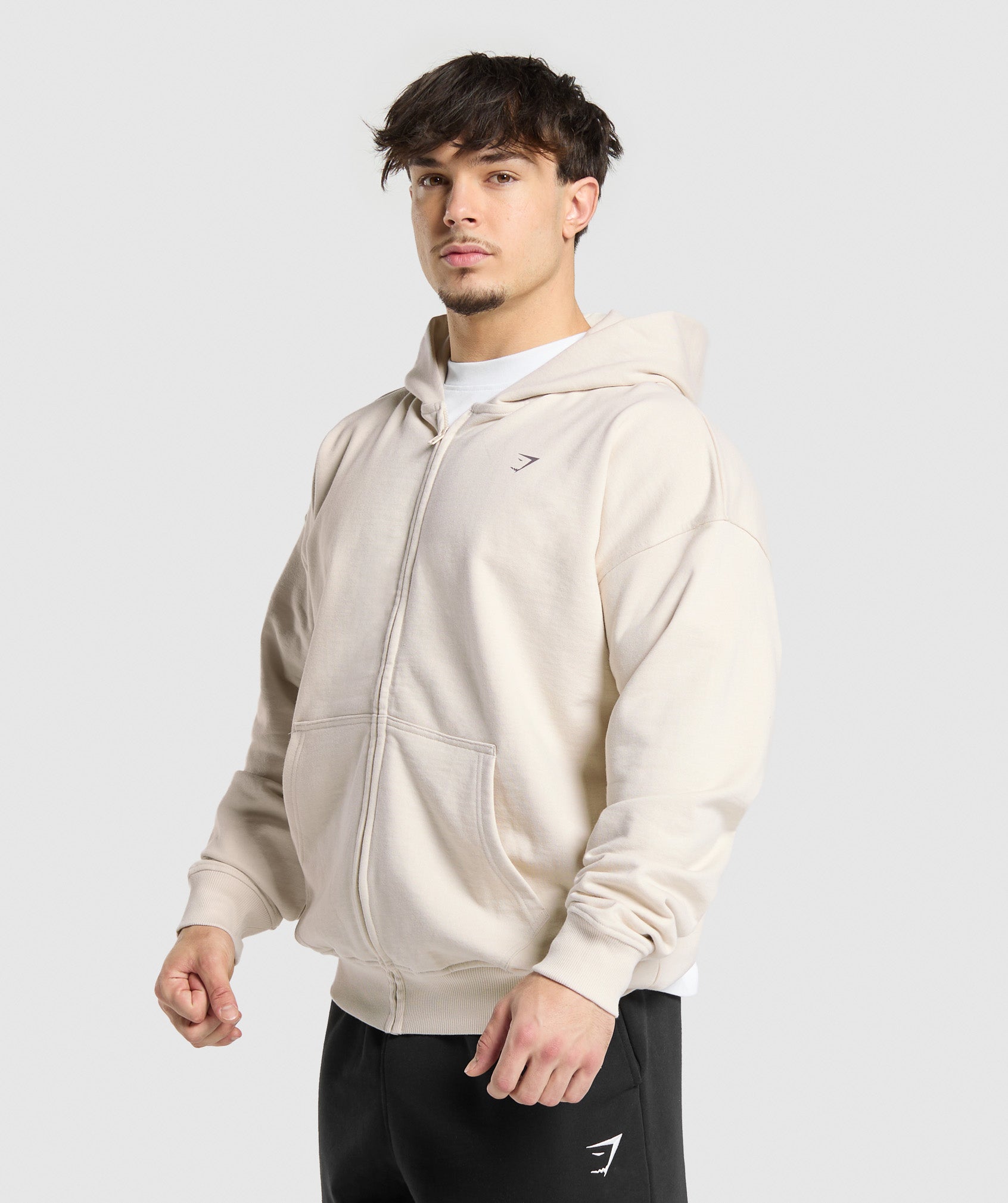 Atlas Zip Up Hoodie - Oat White
