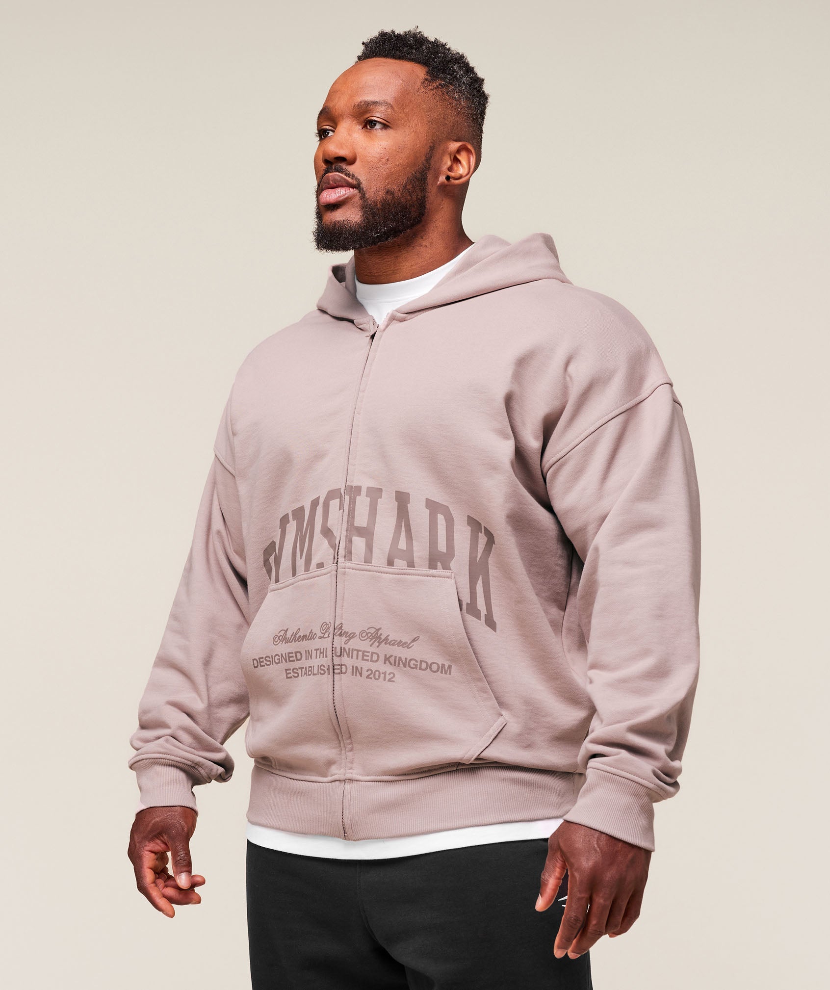 Collegiate Script Zip Up Hoodie - Muted Pink