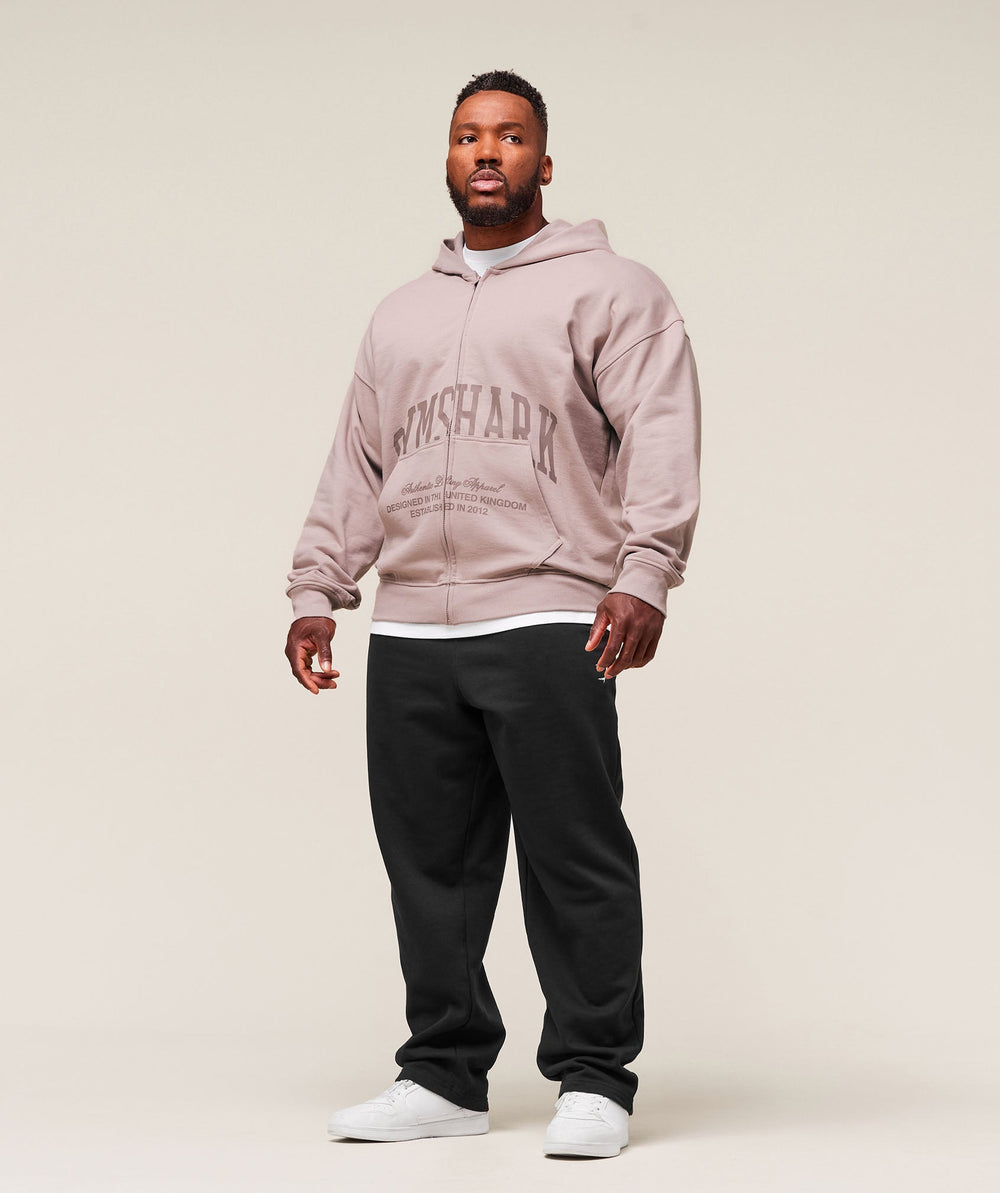 Collegiate Script Zip Up Hoodie - Muted Pink