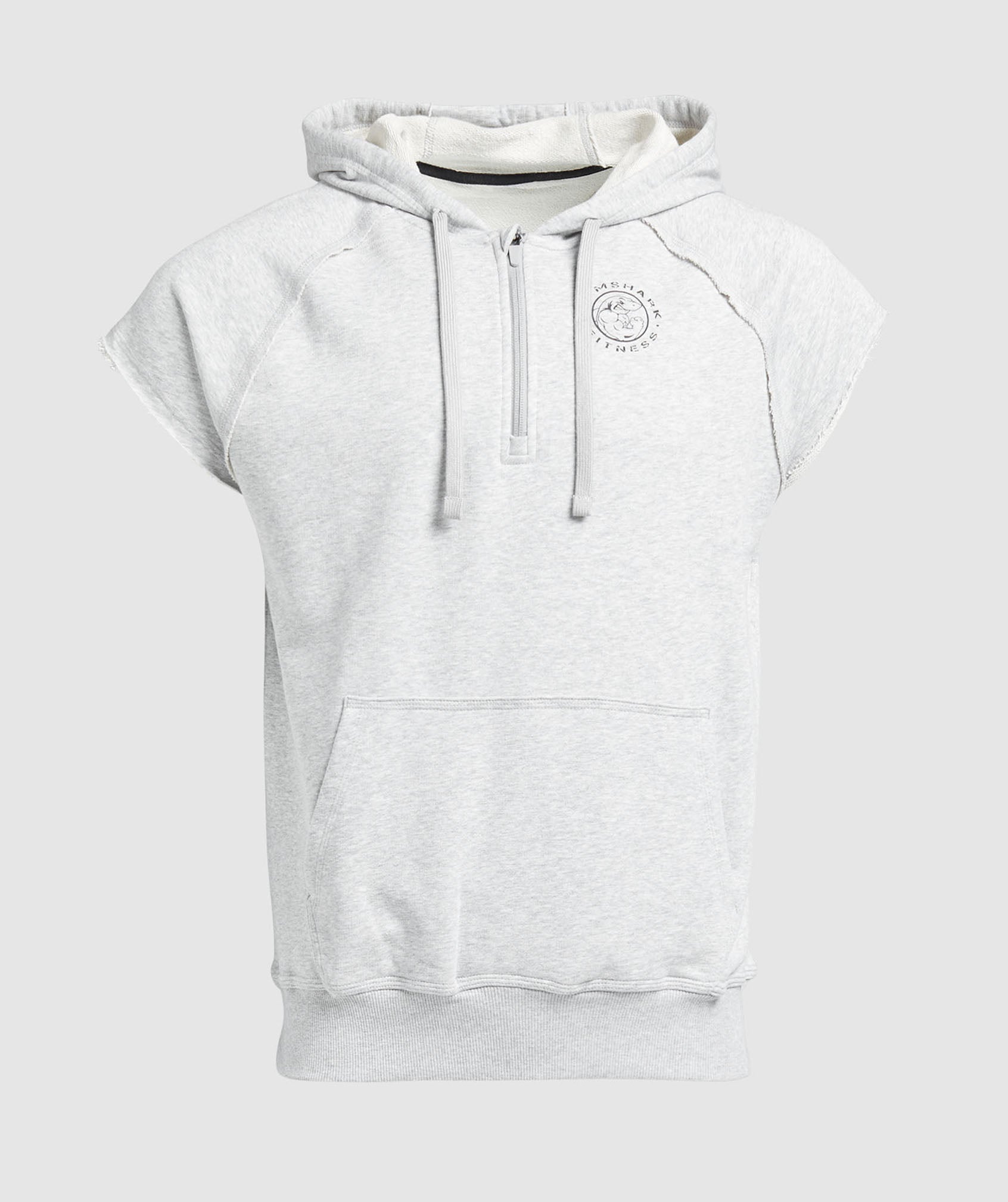 Legacy 1/4 Zip Cap Sleeve Hoodie - Light Grey Core Marl