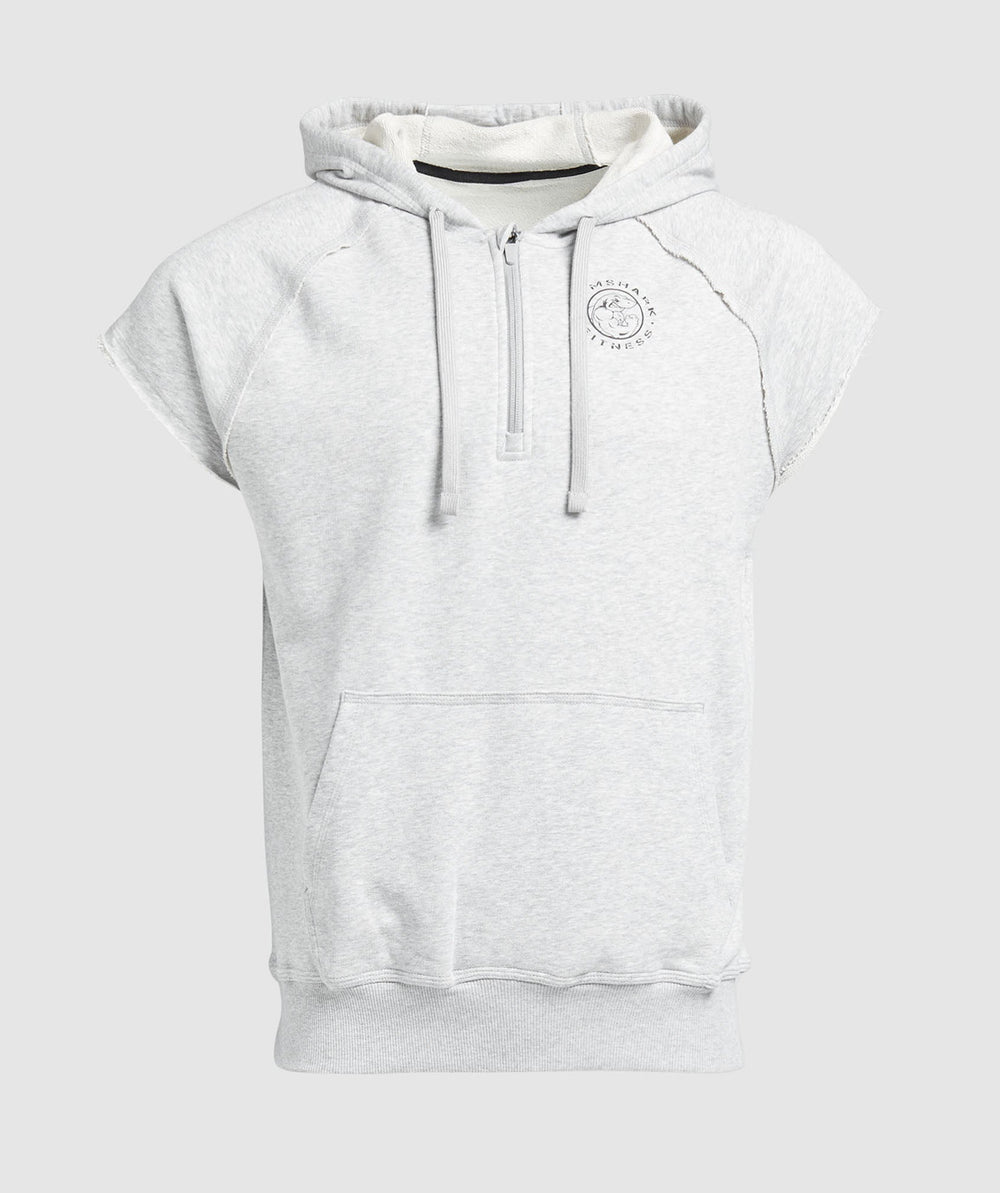 Legacy 1/4 Zip Cap Sleeve Hoodie - Light Grey Core Marl