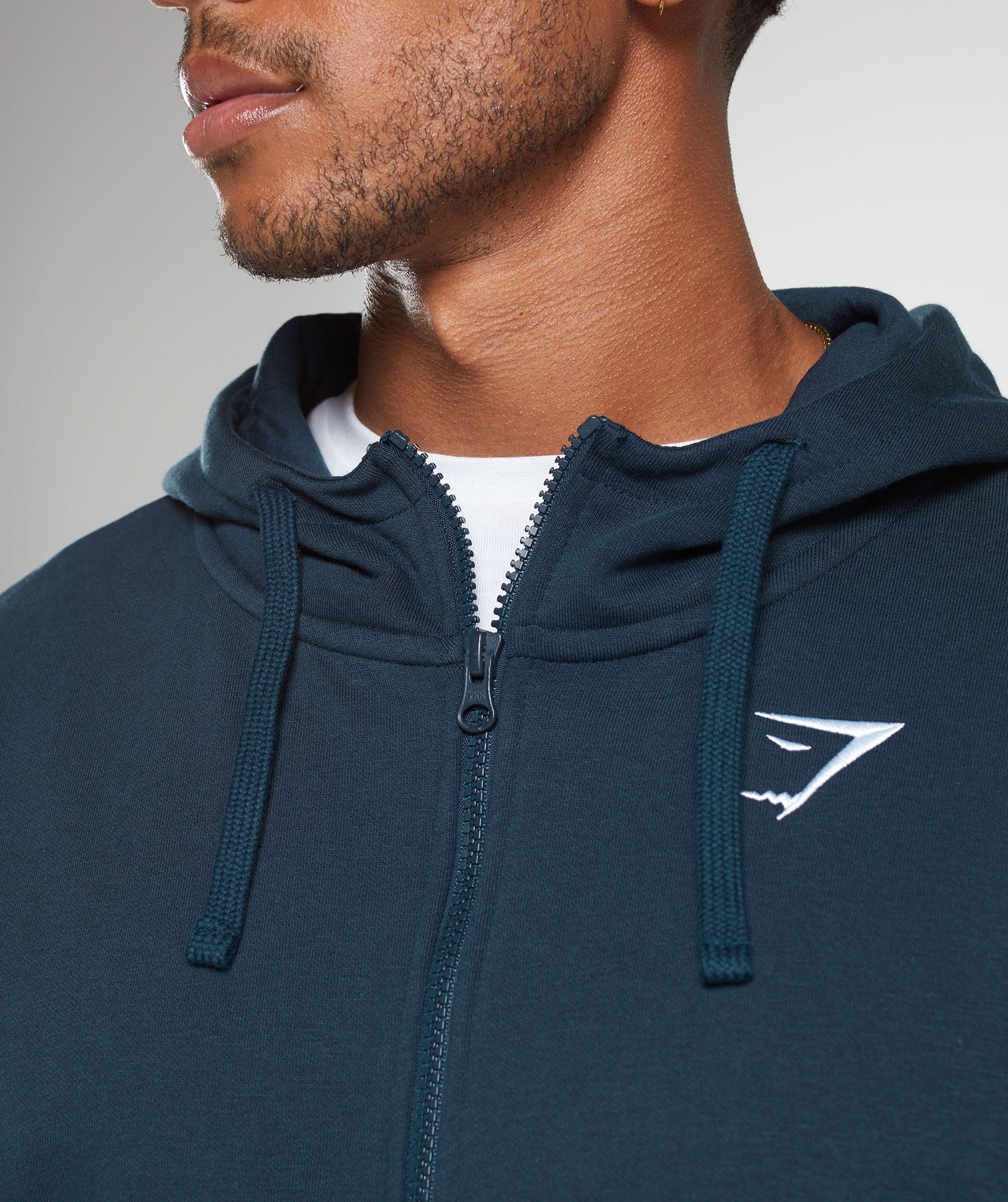 Crest Oversized Zip Up Hoodie - Navy