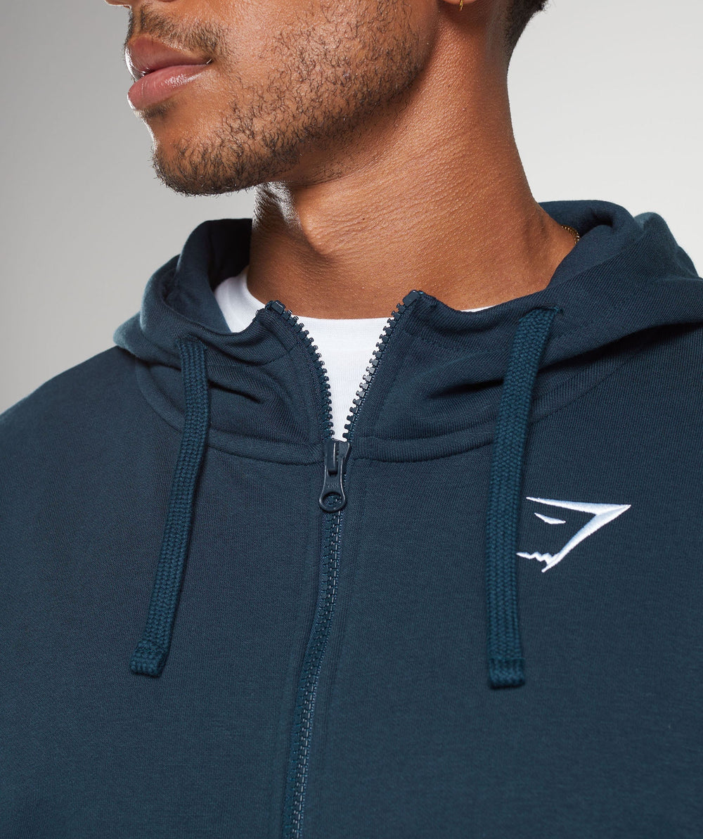 Crest Oversized Zip Up Hoodie - Navy